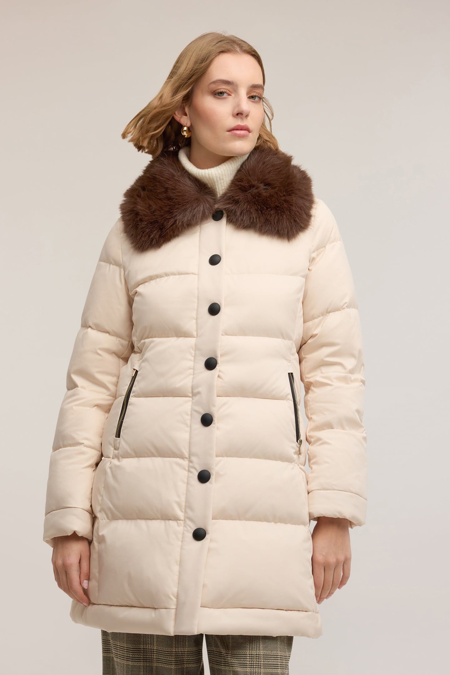 LONG DOWN JACKET WITH HIGH COLLAR WHITE 2
