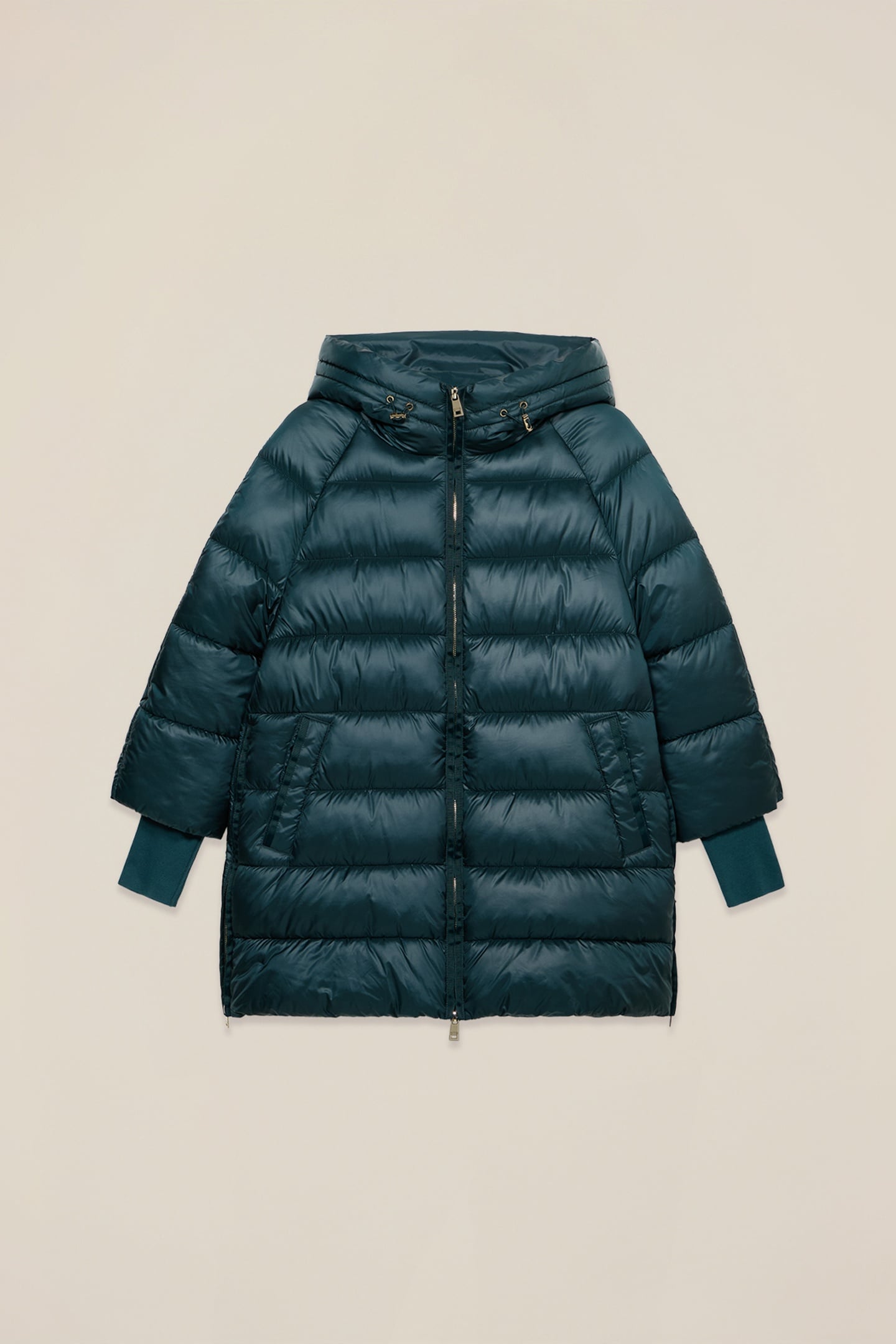 MIDI DOWN JACKET WITH HOOD GREEN 4