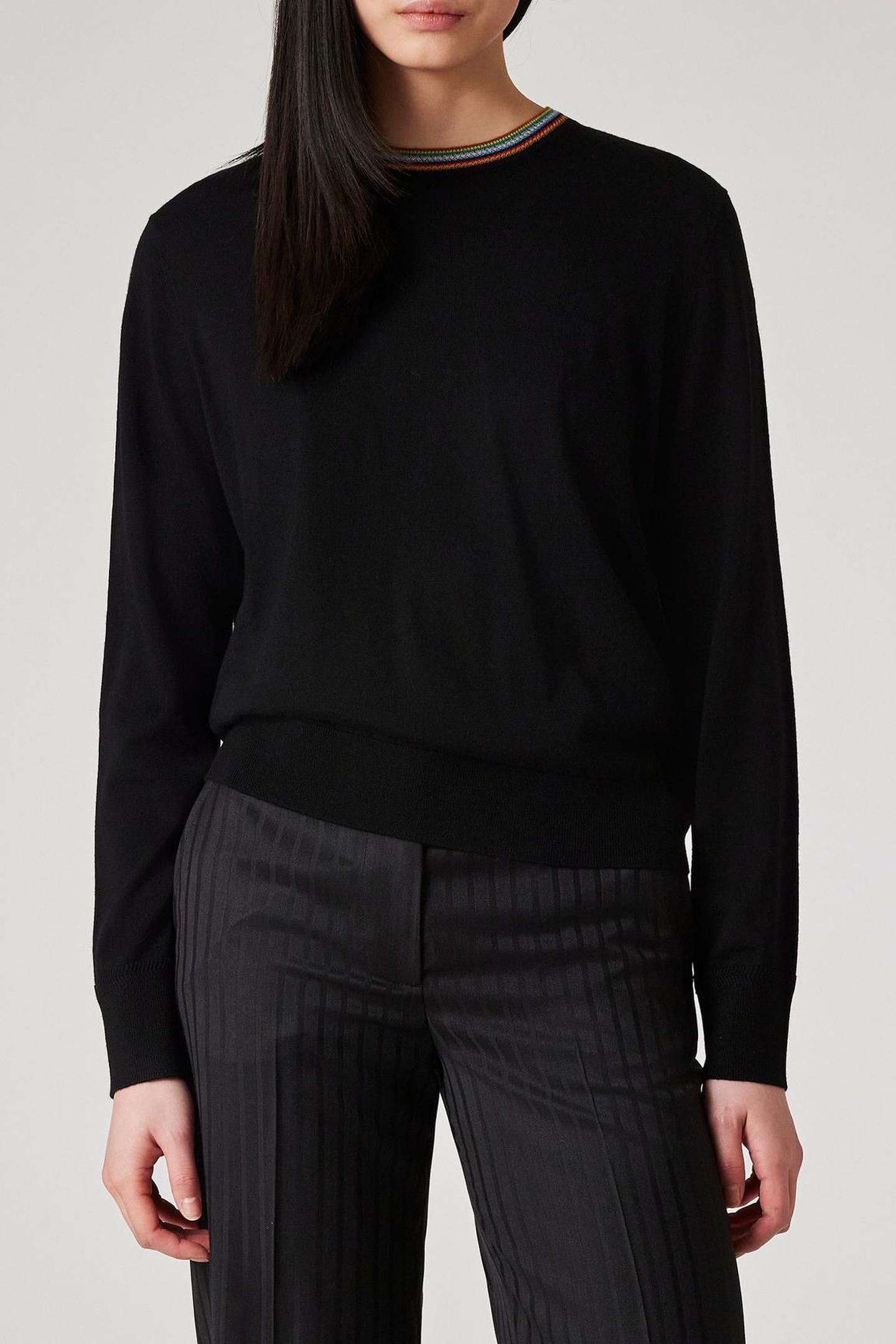 WOMENS KNITTED SWEATER CREW NECK BLACK 1