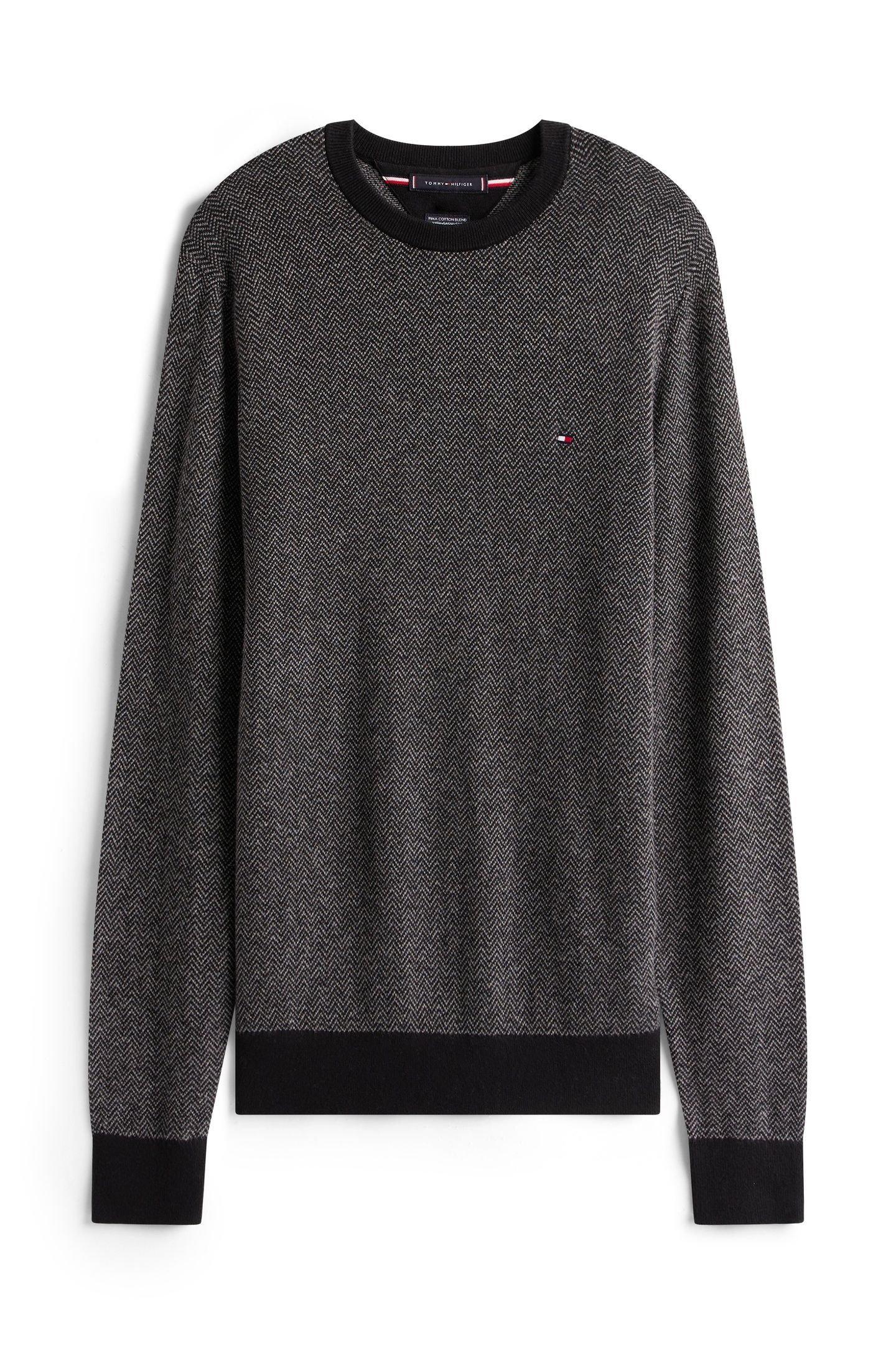 PIMA COTTON CASHMERE HERRINGBONE BLACK/MEDIUM GREY HEATHER 4
