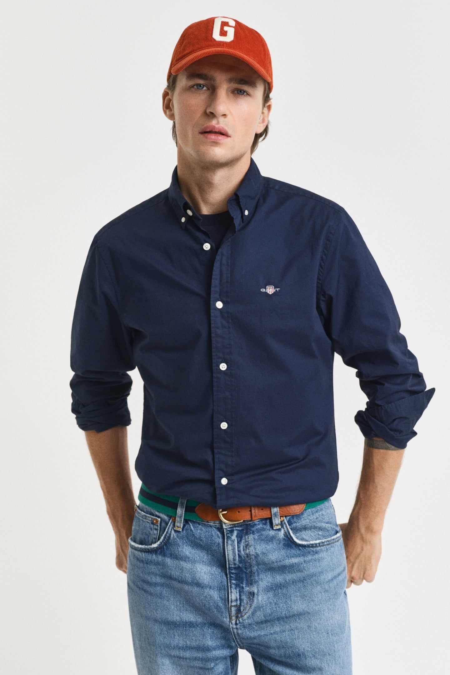 SLIM CLASSIC POPLIN SHIRT MARINE 2