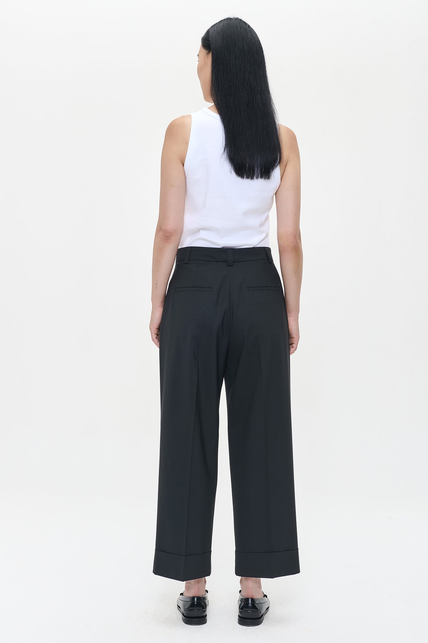 TROPICAL WOOL STRAIGHT PANTS BLACK 3