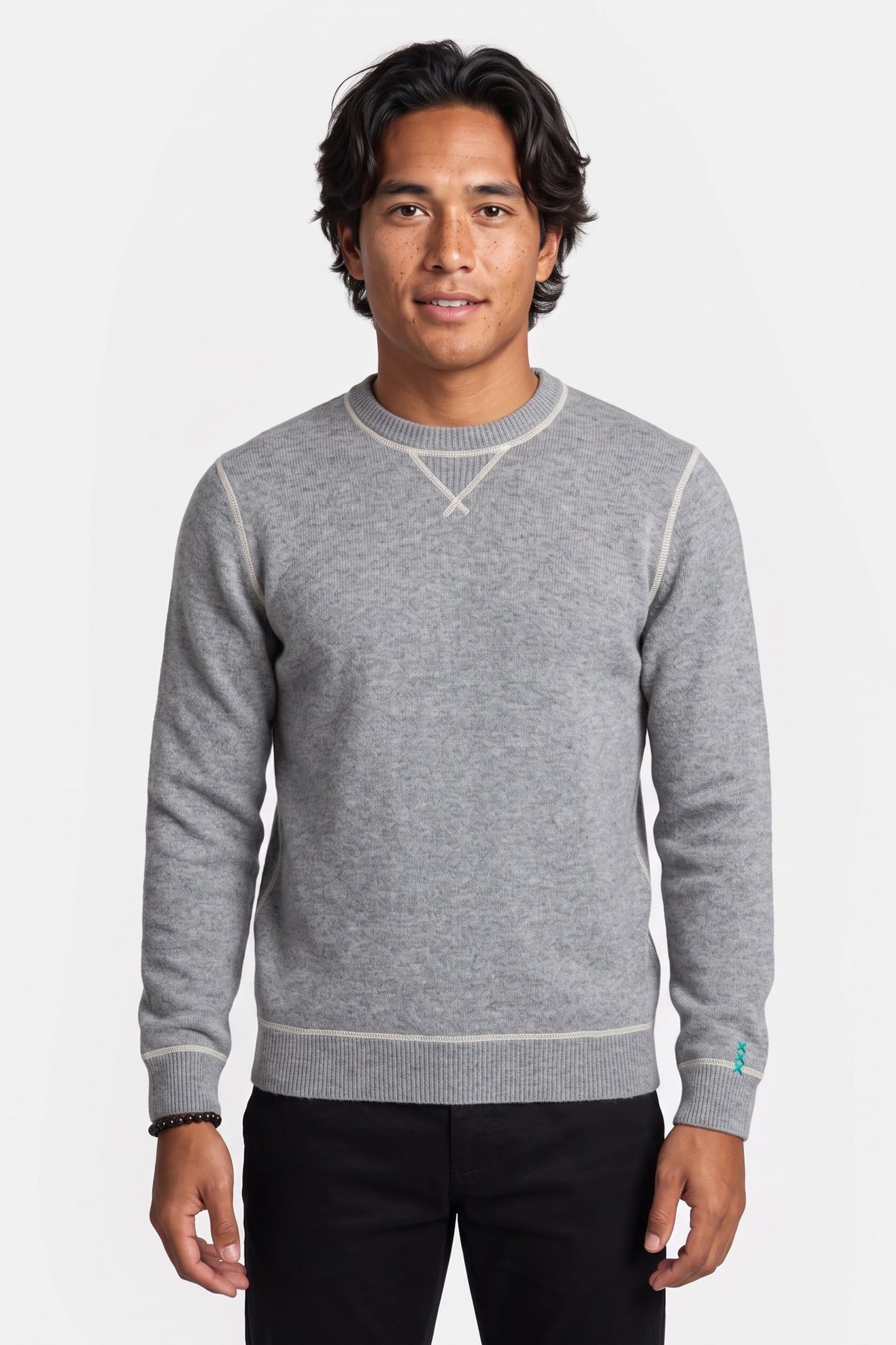 SOFT KNIT CREW NECK REGULAR-FIT PULLOVER MID GREY MELANGE 1