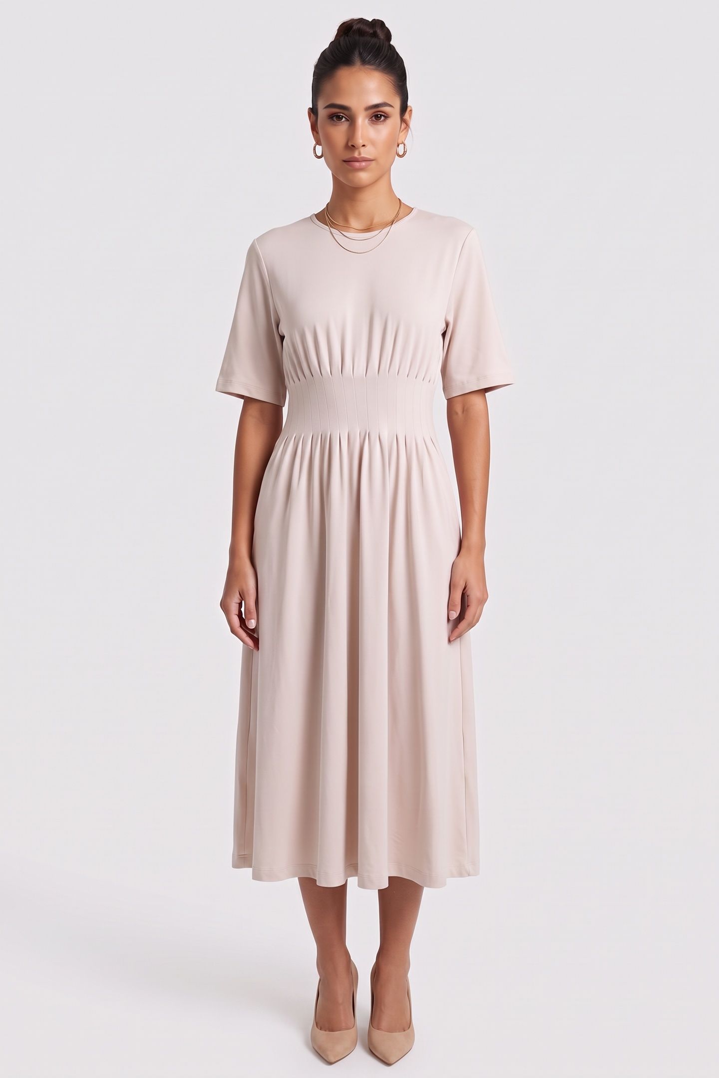 LA LEON DRESS BEIGE 1