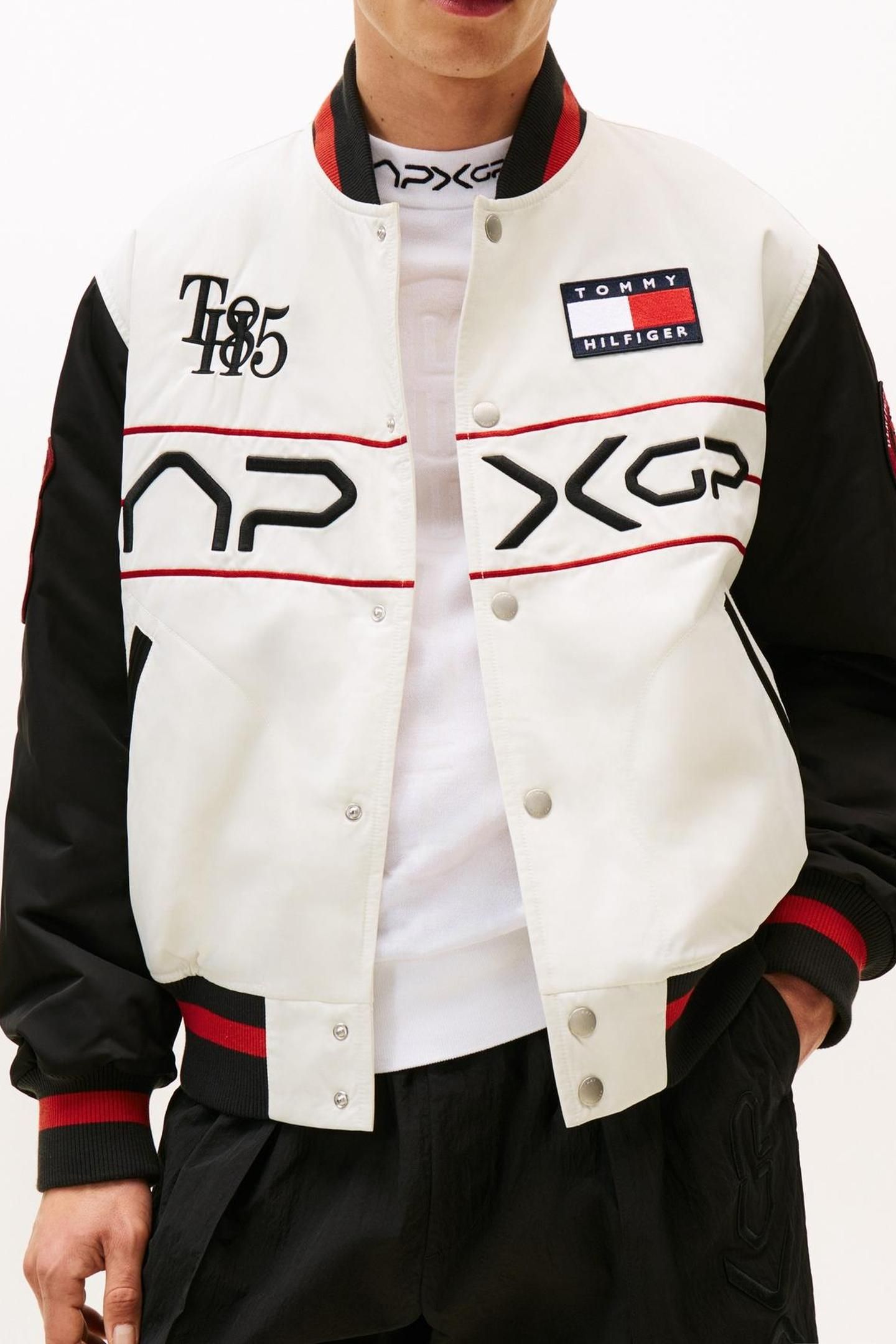 F1 MOVIE SATIN VARSITY JACKET WHITE/RED/BLACK 3