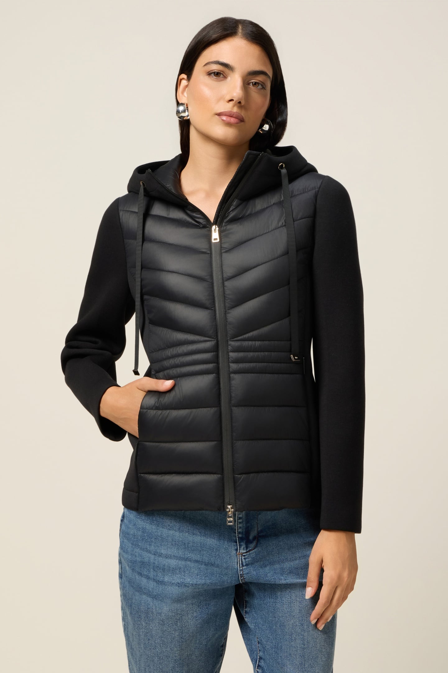 LIGHTWEIGHT DOWN JACKET WITH SCUBA DETAILS BLACK 1