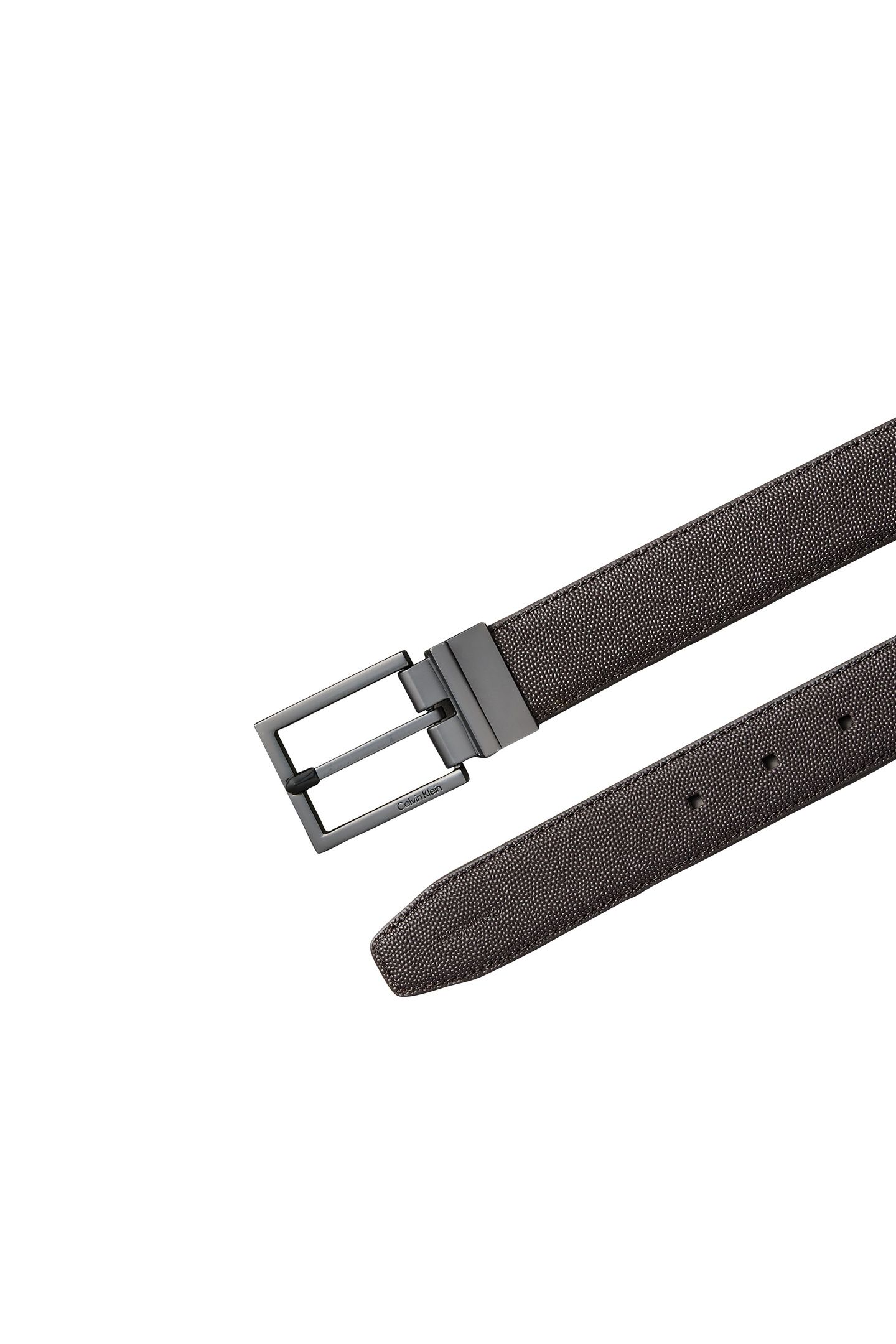 SQUARE BUCKLE TEXTURE BELT CK DARK BROWN/MATTE GUNMETAL 3