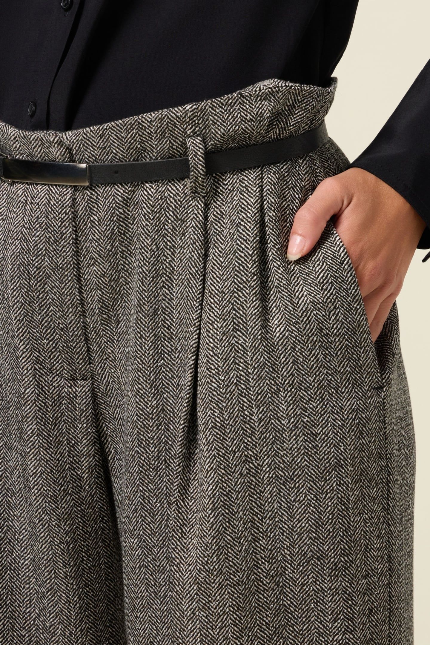PINSTRIPED FLANNEL PALAZZO PANTS GREY 5