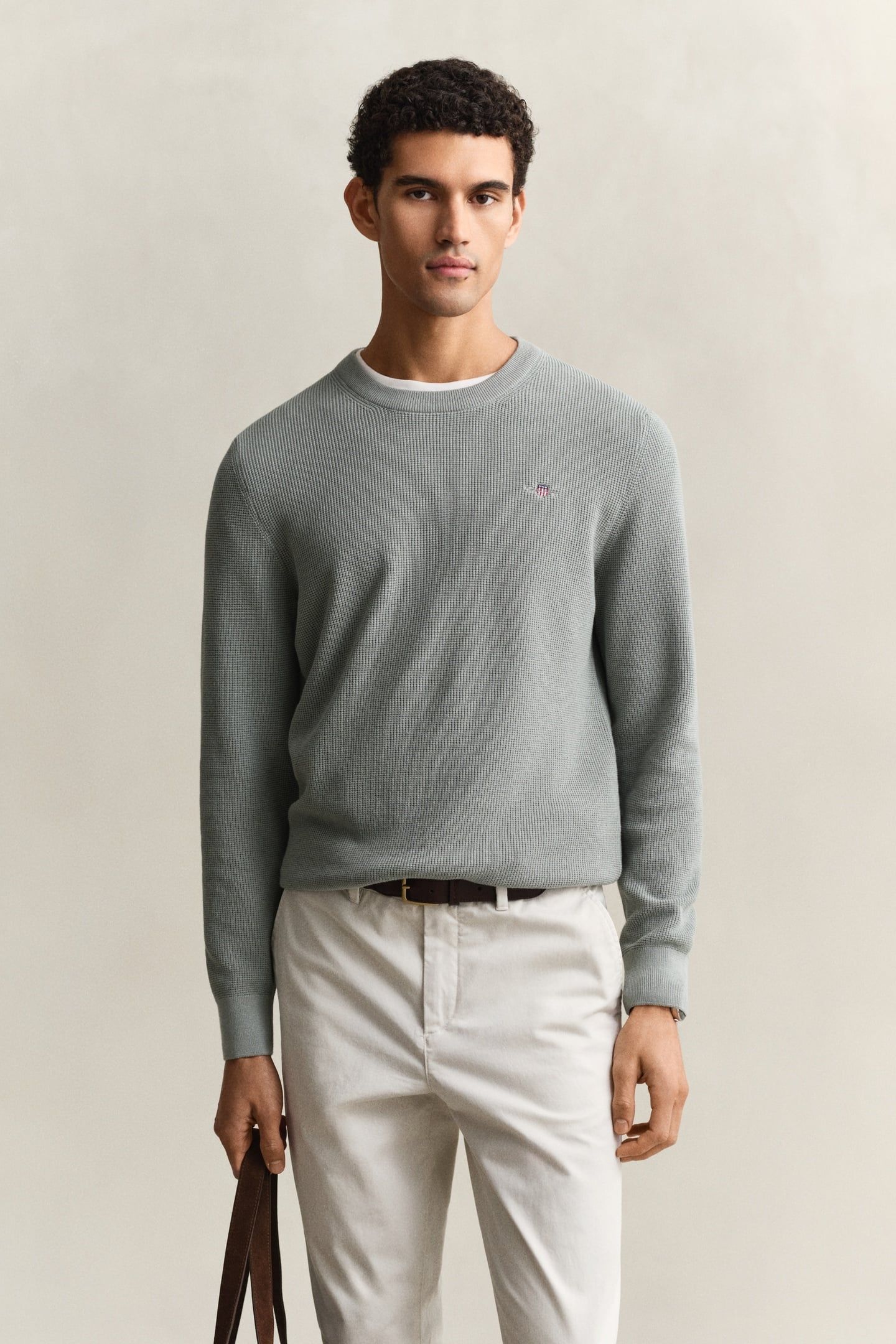 WAFFLE KNIT SWEATER CERAMIC GREY 1