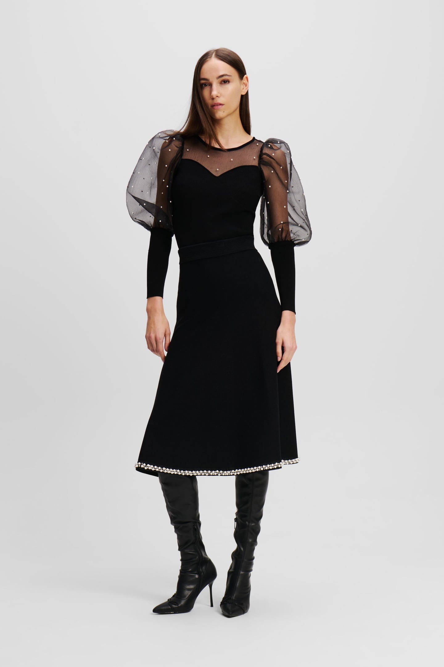 A LINE PEARL KNIT SKIRT BLACK 2