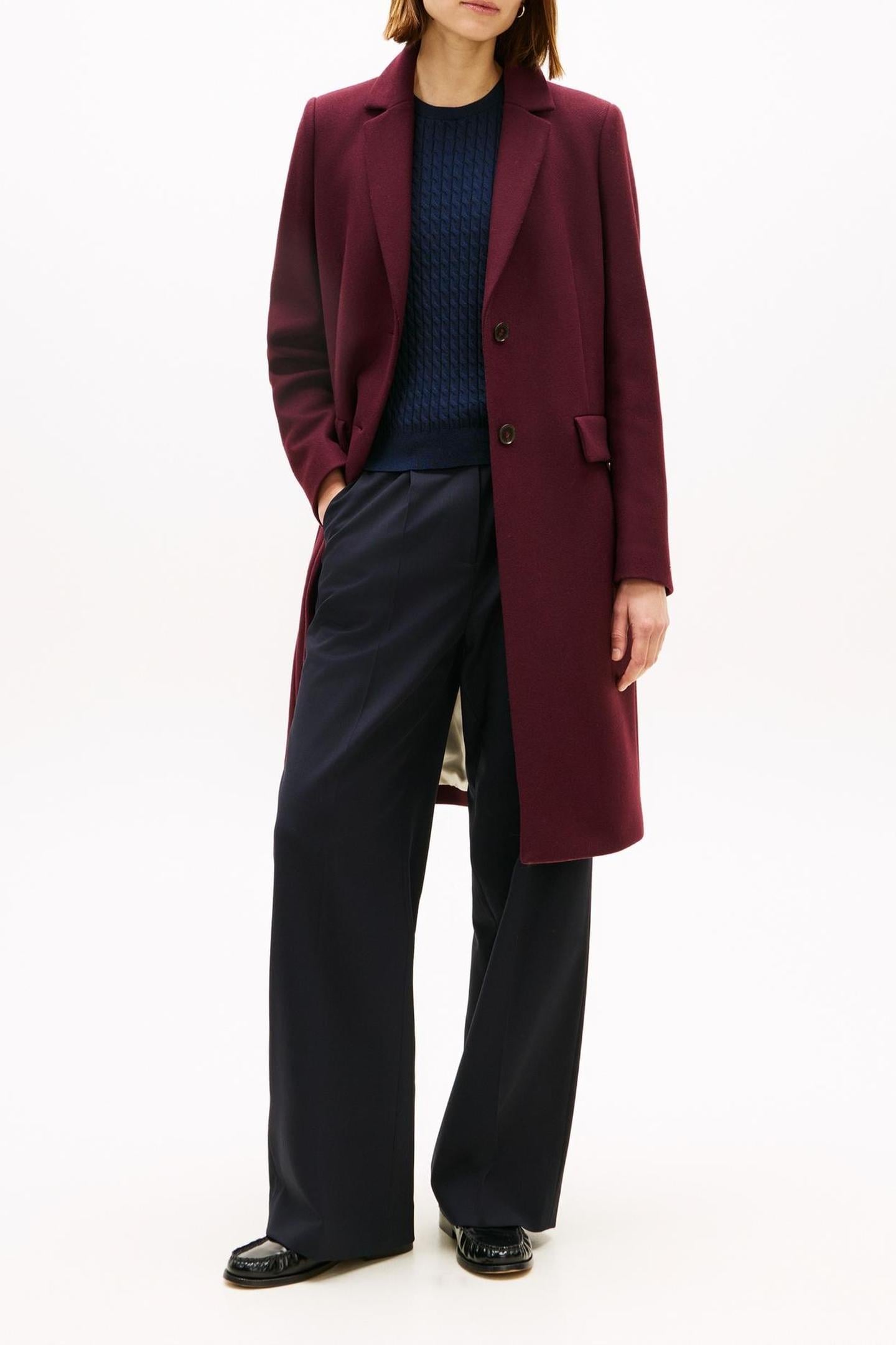 CLASSIC SB WOOL REG COAT DEEP BURGUNDY 1