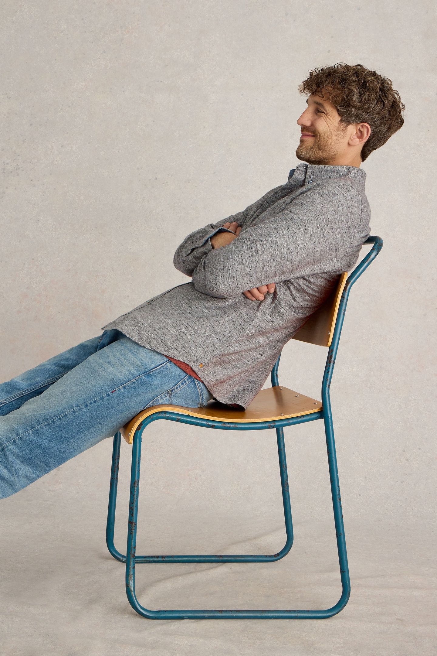 TEXTURED SLUB LS SHIRT LIGHT GREY 5