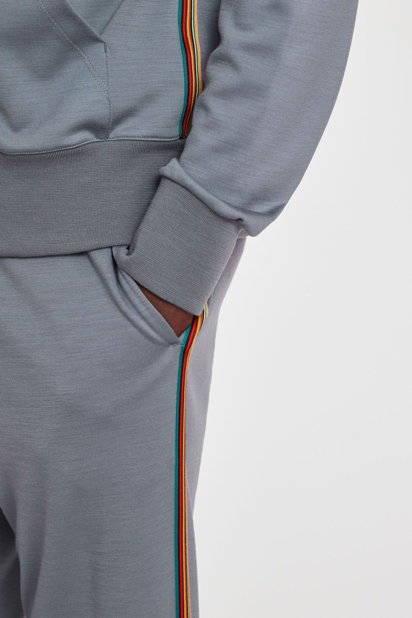 MENS ZIP THROUGH TAPED SEAM HOODIE GREYISH BLUE 7