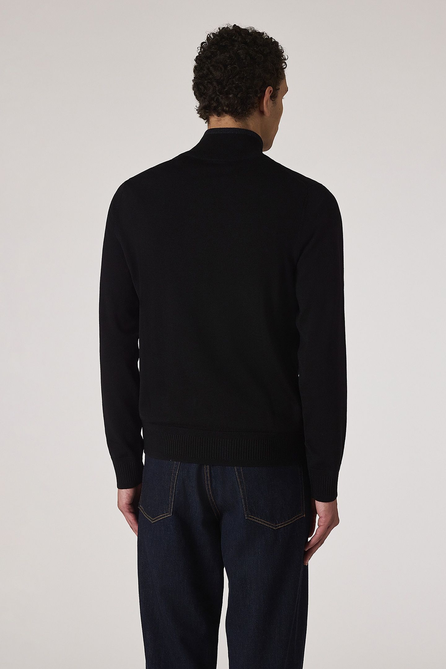 MENS SWEATER ZIP NECK BLACK 2