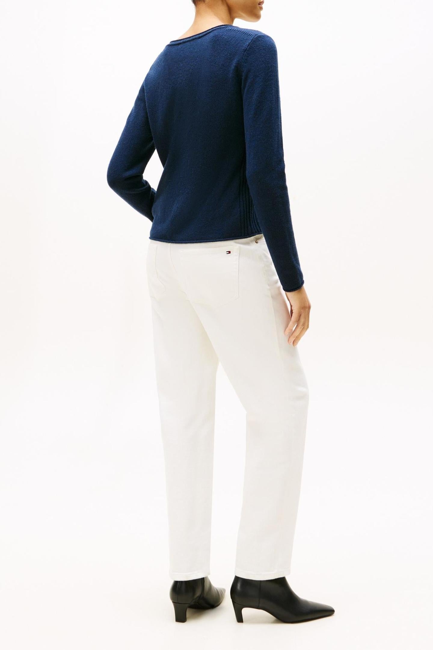 SOFT WOOL V-NECK LOOSE SWEATER DARK NIGHT NAVY 3