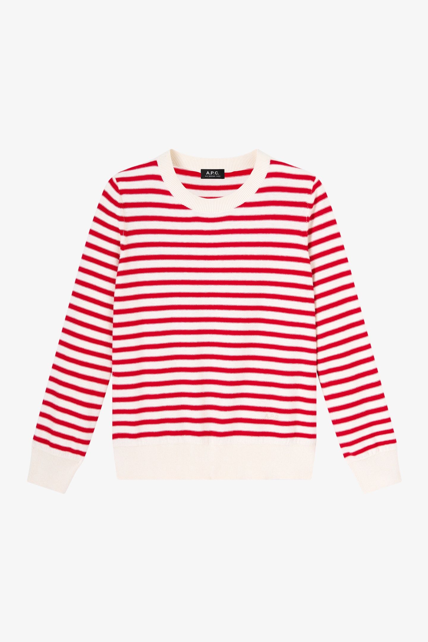 SWEATER CREW NECK ECRU/RED 2