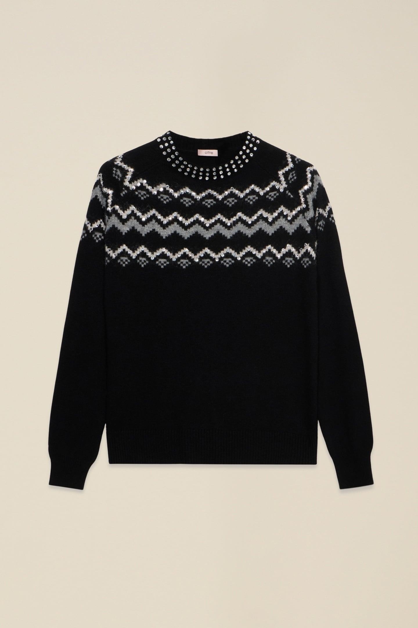 MIXED WOOL JACQUARD SWEATER WITH APPLIQUÉS BLACK 3