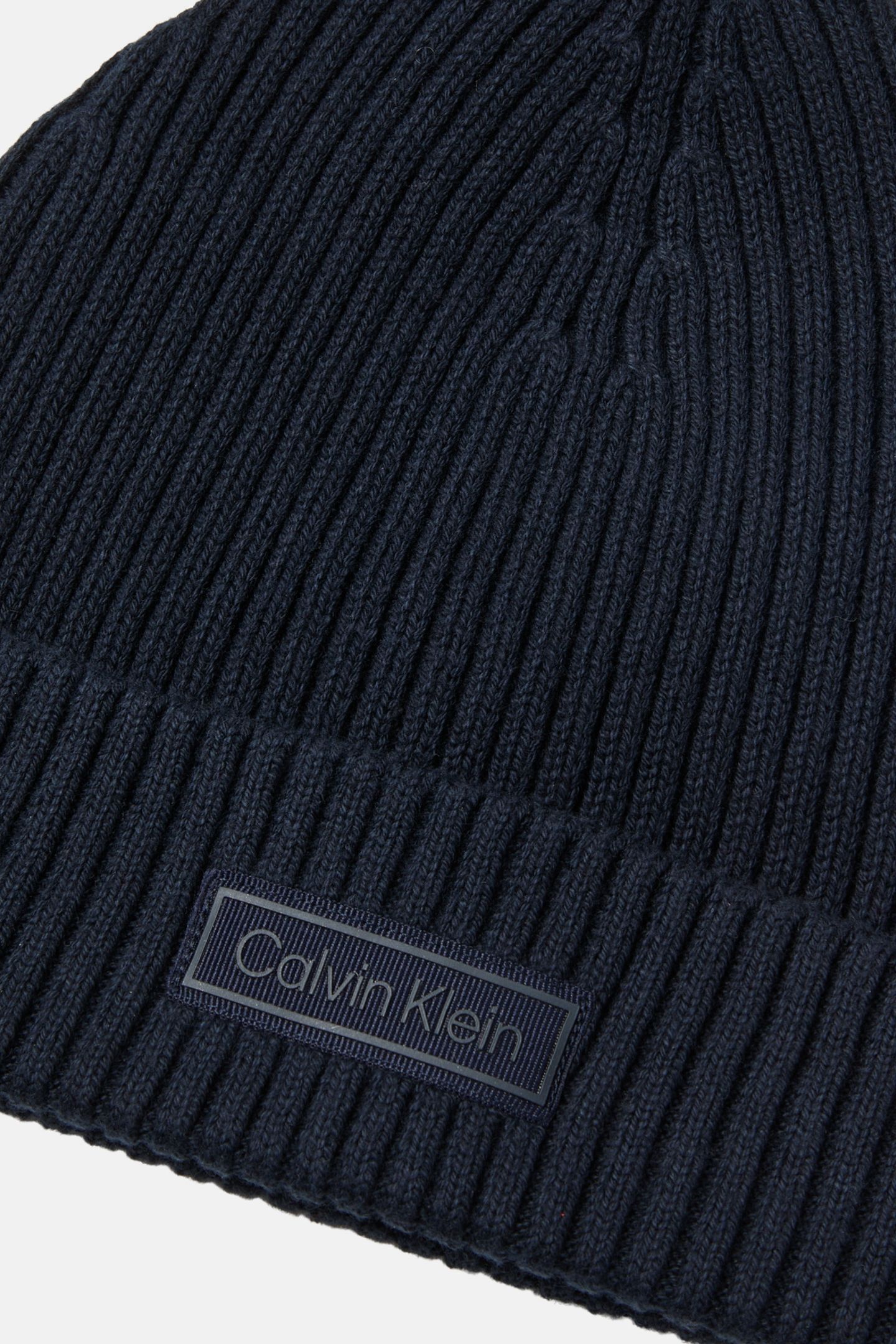 PATCH CHUNKY RIB COTTON BEANIE DARK SAPPHIRE 3