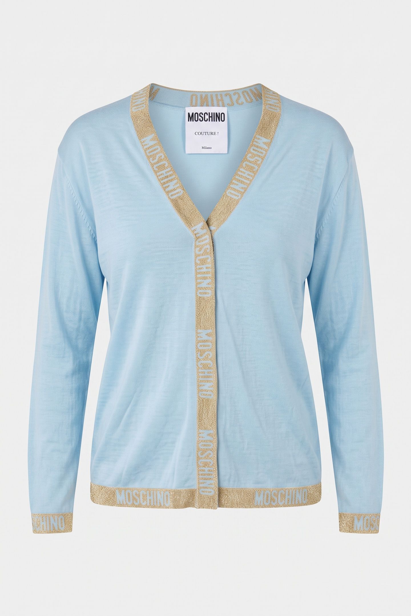 LOGO TAPE WOOL CARDIGAN BLUE 3