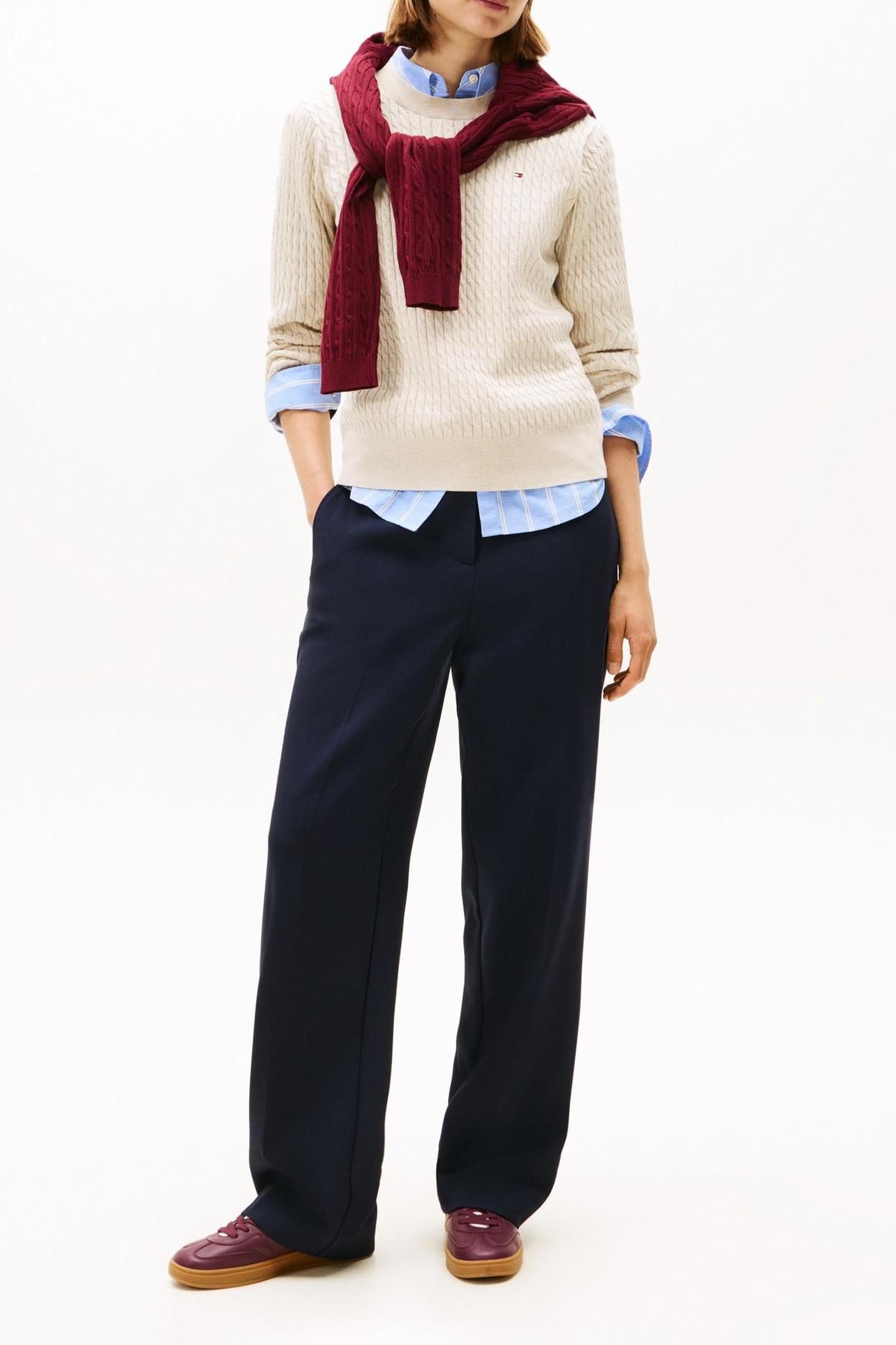 CO CABLE FINE GG C-NECK HEATHER OATMEAL GS TIPPING 1