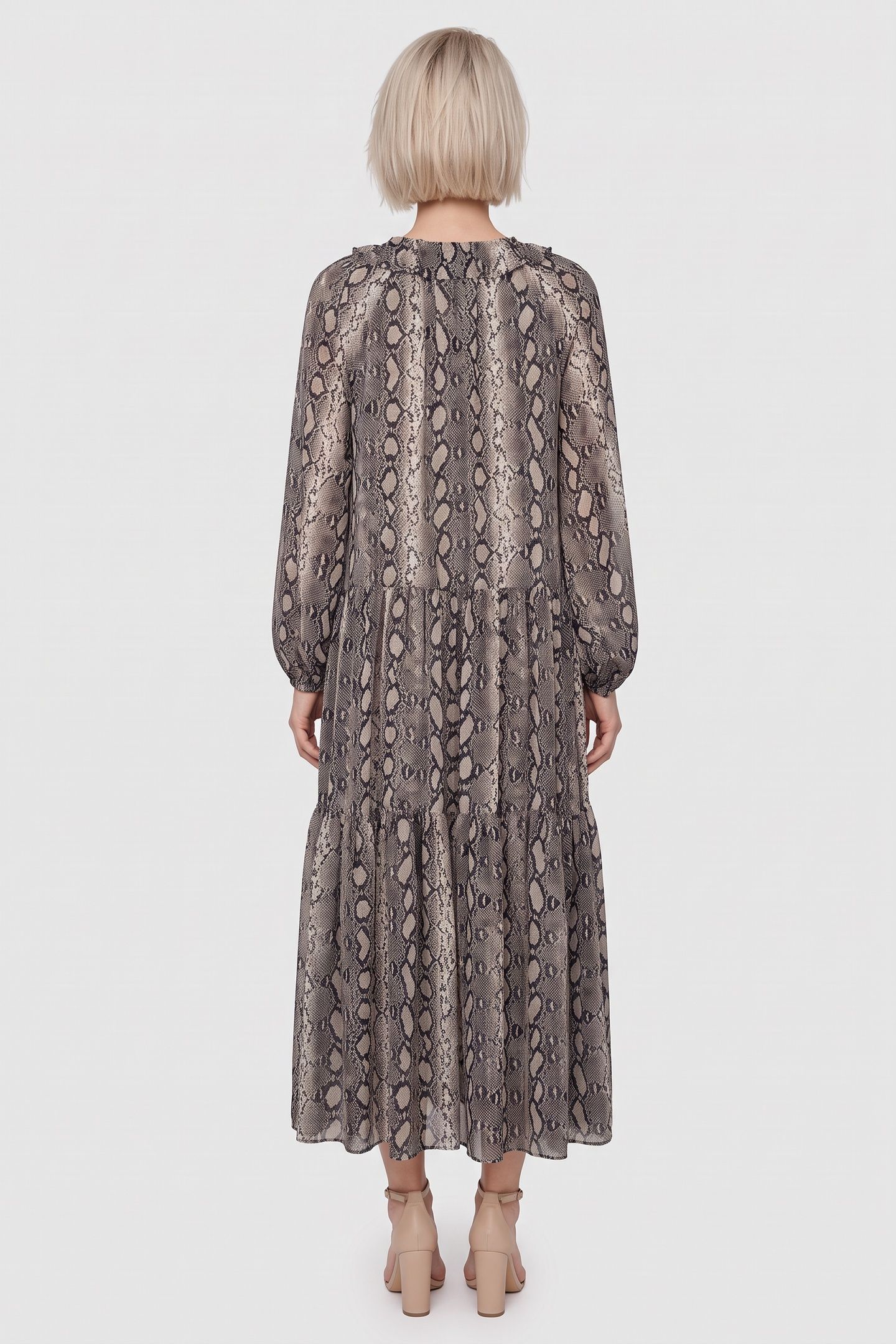 SNAKE RUFFLE NECK CAFTAN SOFT ECRU 2