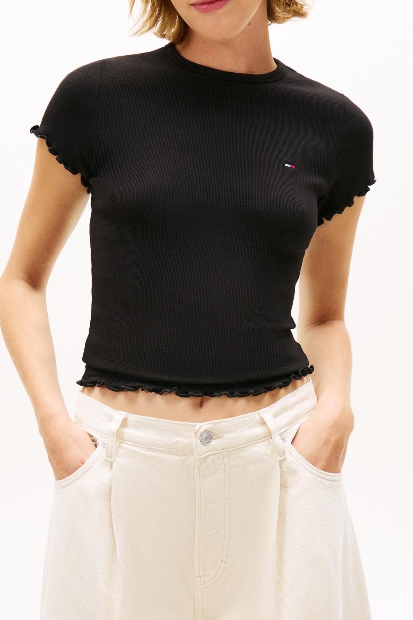 TJW SLIM LETTUCE EDGE T-SHIRT BLACK 1