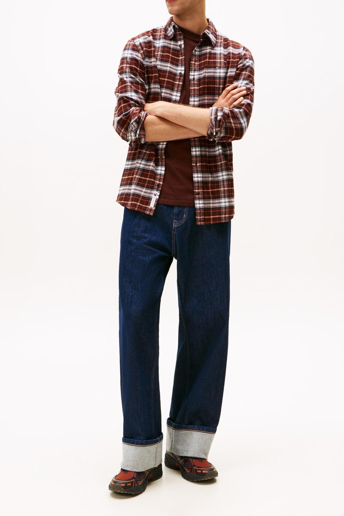TJM REG FLANNEL CHECKED SHIRT RICH BROWN/BIG CHECK 3
