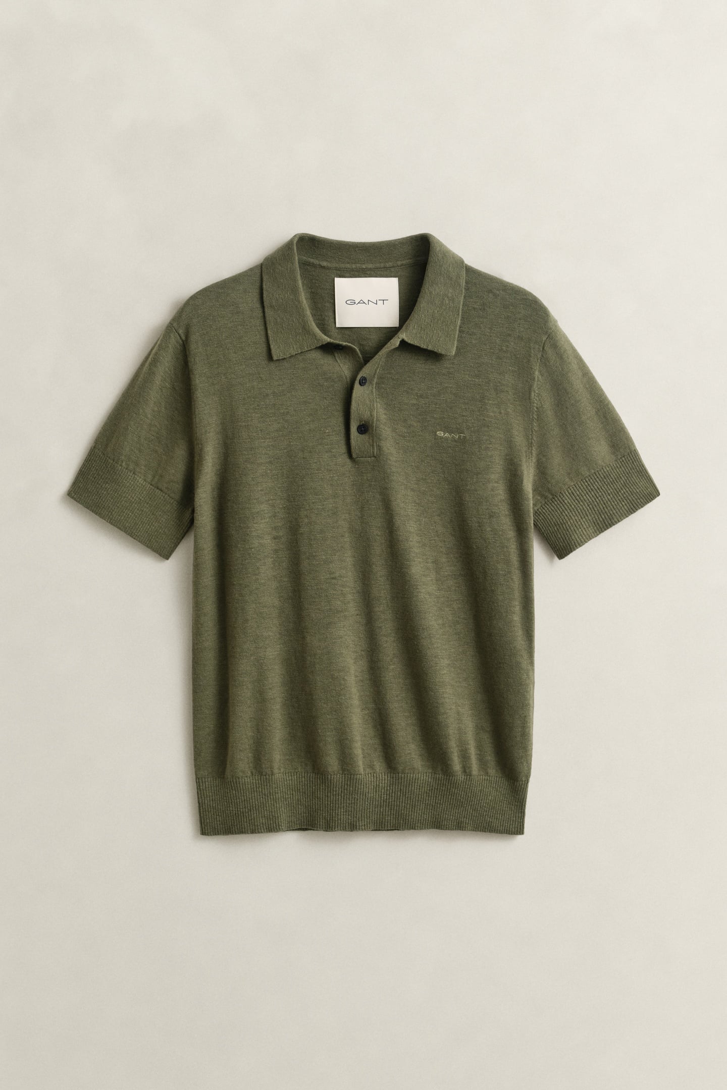 SLUB COTTON LINEN SS POLO DRY HERB GREEN 4