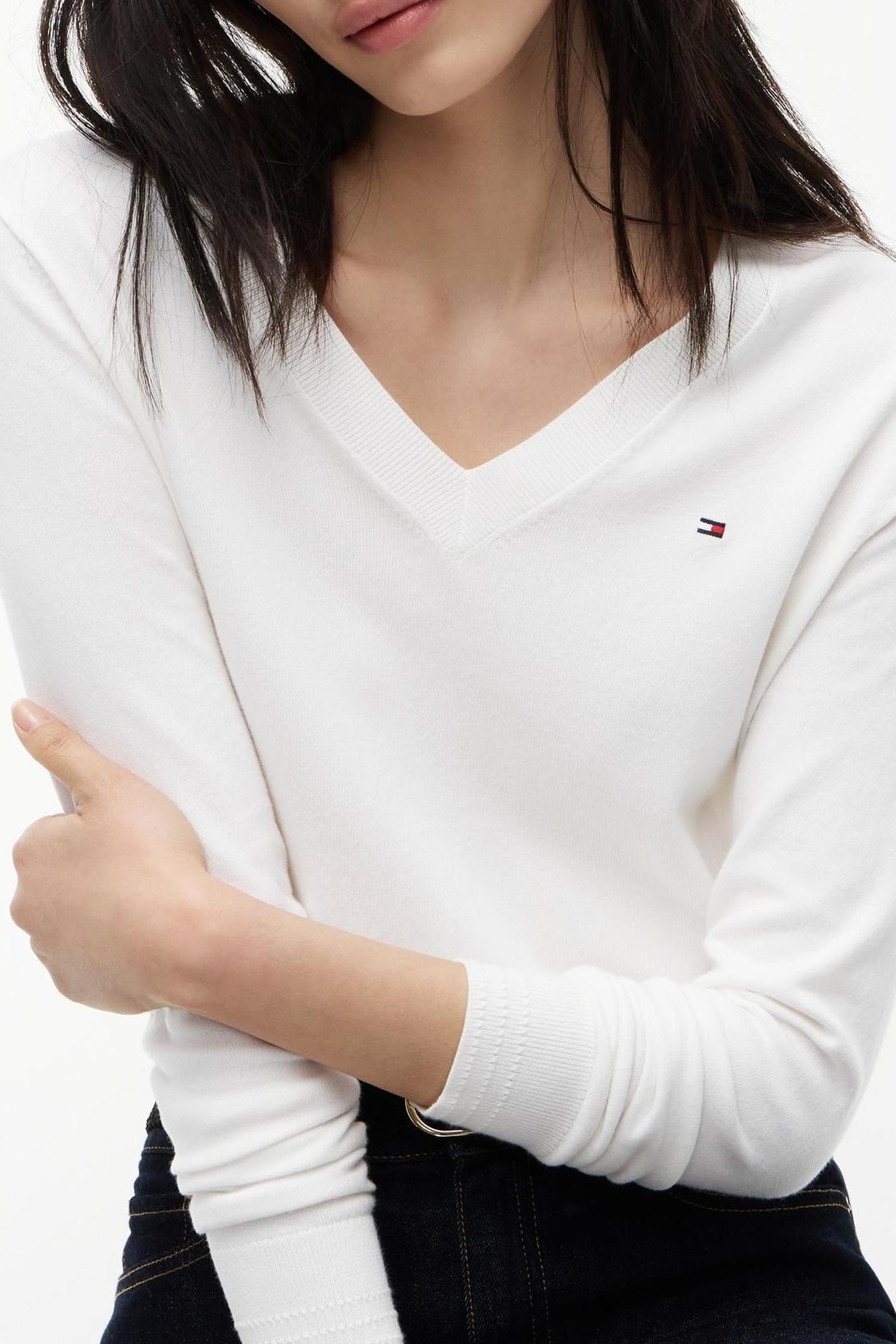 CO JERSEY STITCH V-NECK ECRU 8