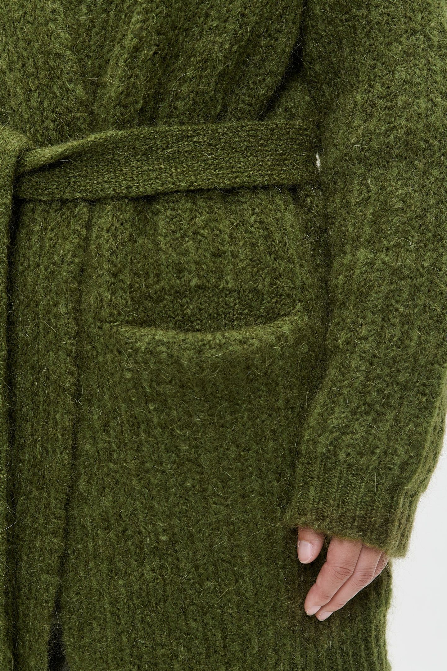 MOHAIR MIX LONG CARDI COAT HERB GREEN 4