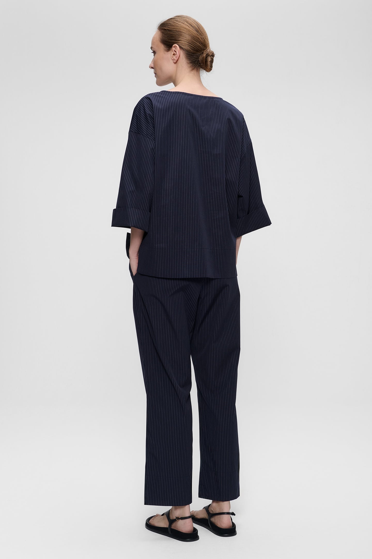 POPLIN PINSTRIPE T-SHIRT MIDNIGHT BLUE 3