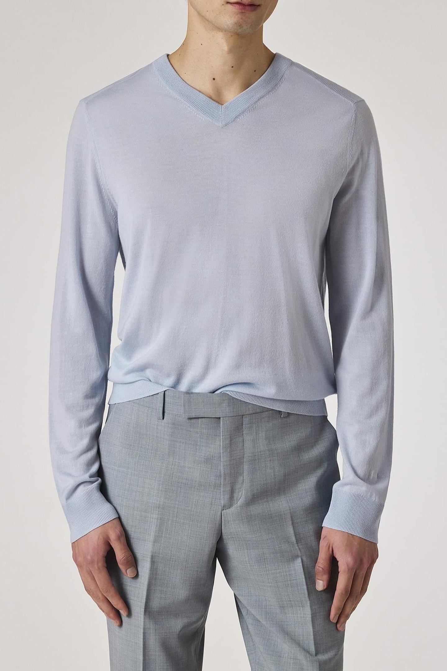 MENS SWEATER V NECK LIGHT BLUE 1