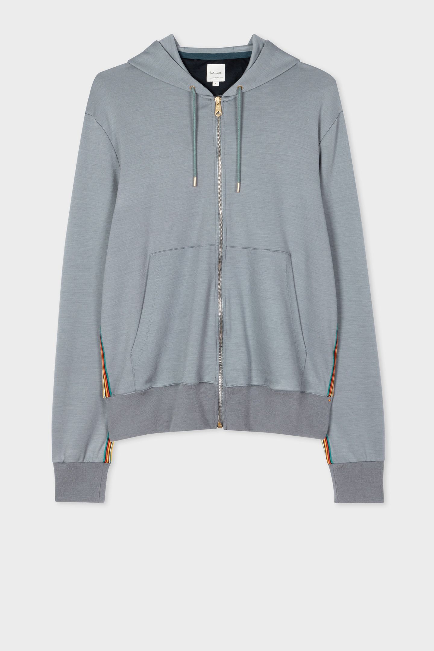 MENS ZIP THROUGH TAPED SEAM HOODIE GREYISH BLUE 4