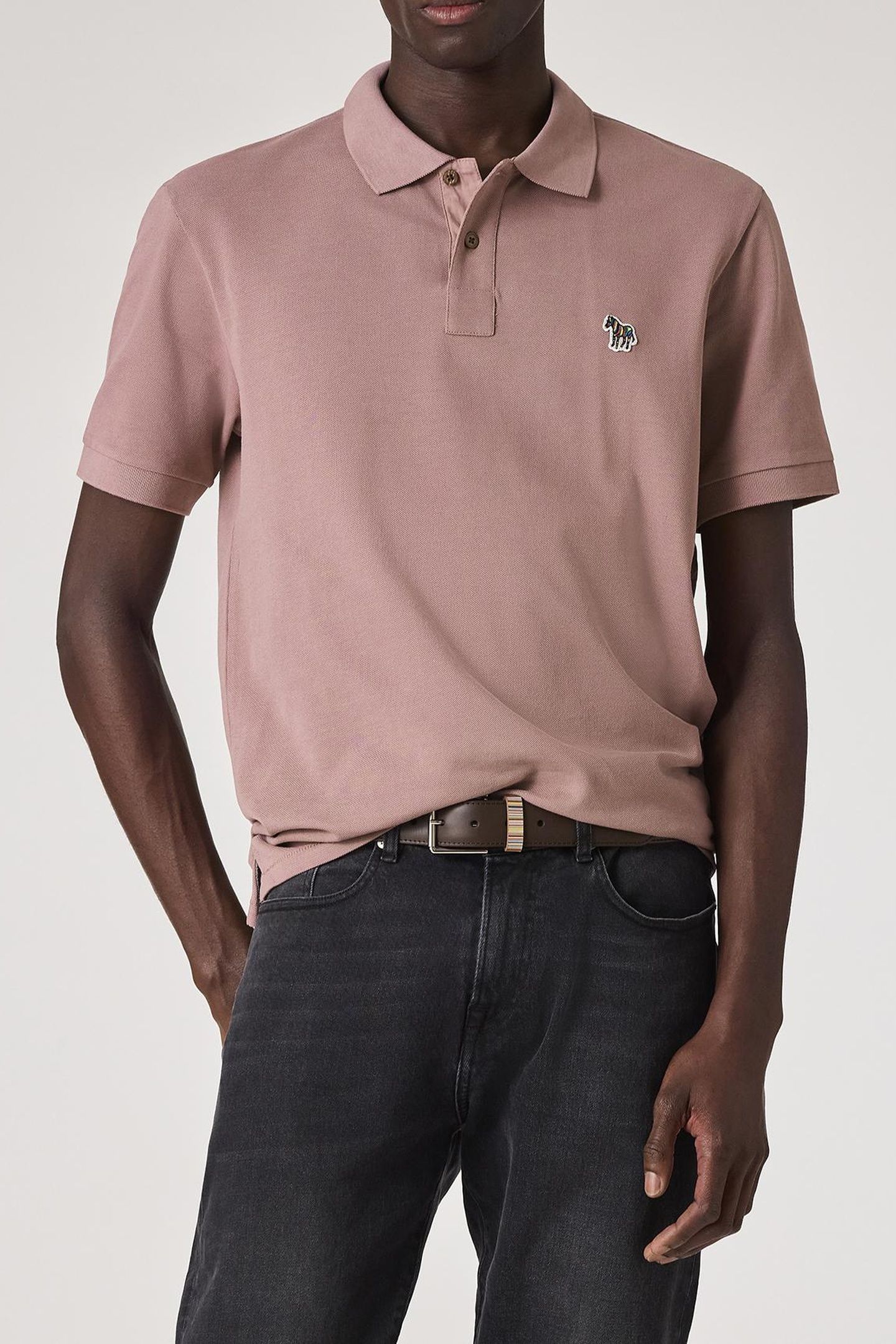 MENS REG FIT SS POLO SHIRT ZEBRA MAUVE 1