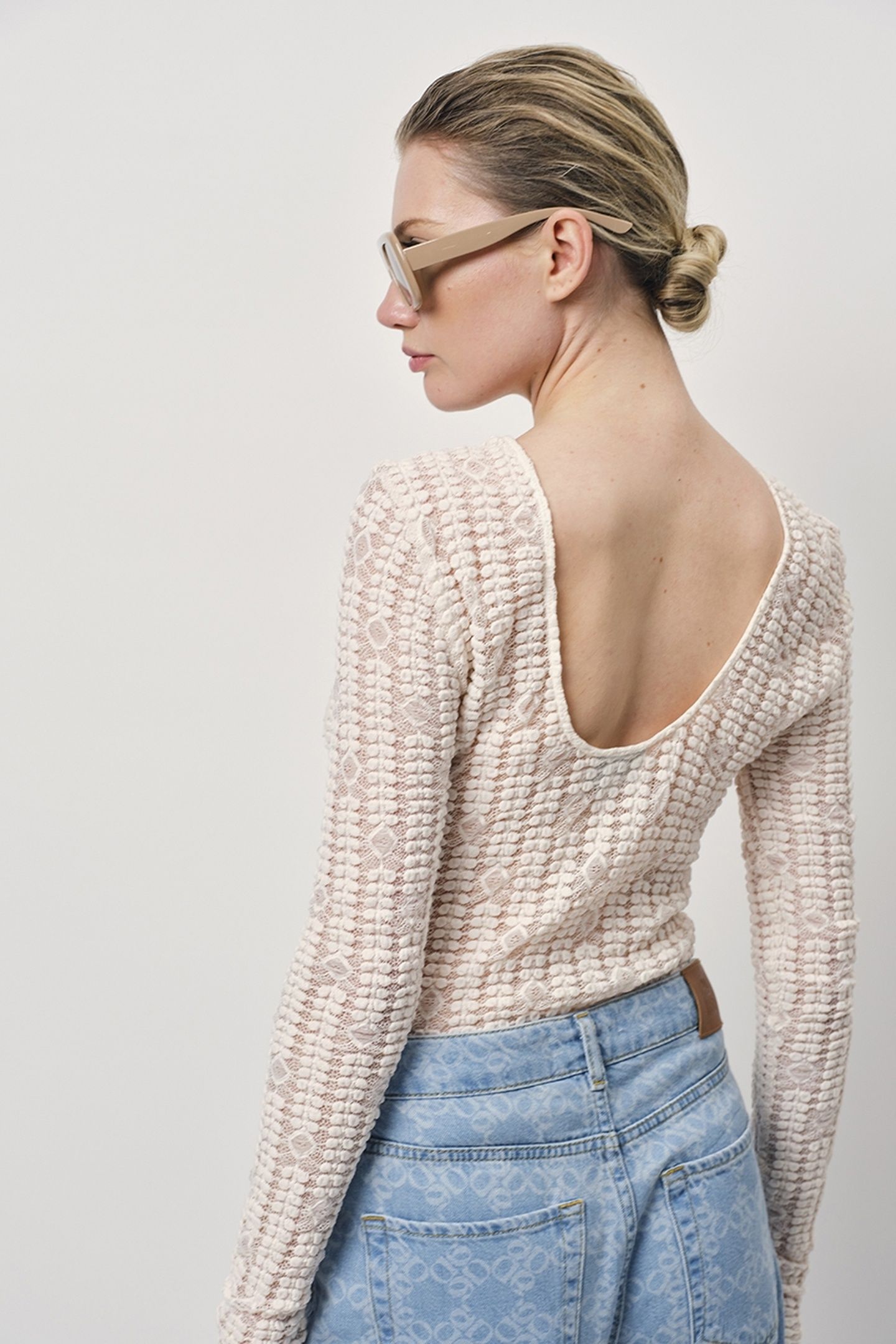 ELLIS LACE BACK DETAIL TOP BUTTER CREAM 3