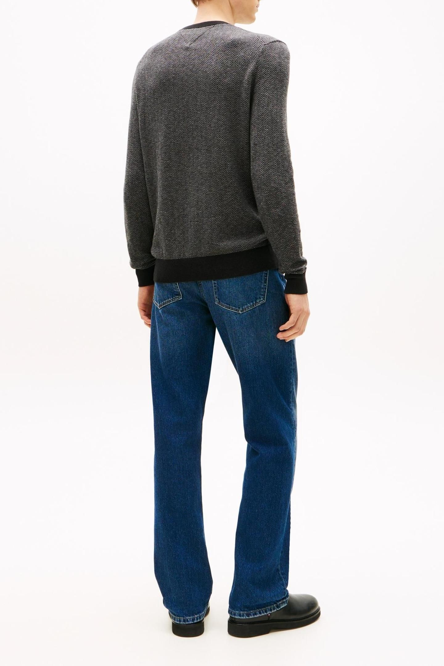 PIMA COTTON CASHMERE HERRINGBONE BLACK/MEDIUM GREY HEATHER 3