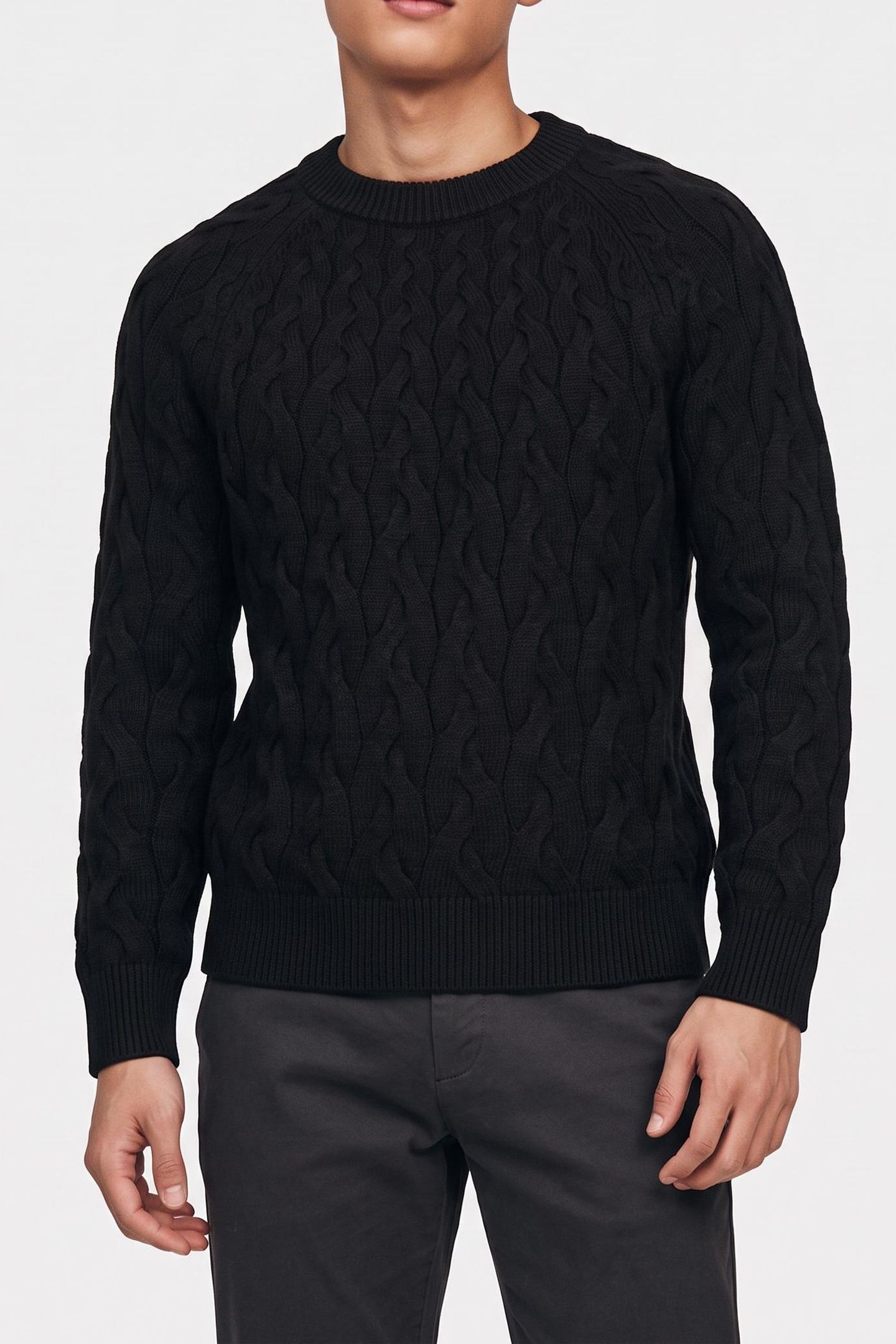 LS LAMBSWOOL BLEND CREW BLACK 1