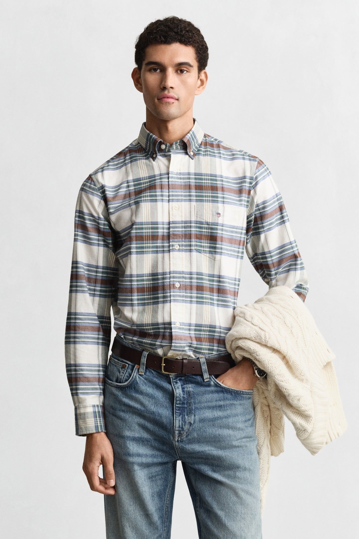 REG OXFORD CHECK SHIRT WOODY GREEN 1