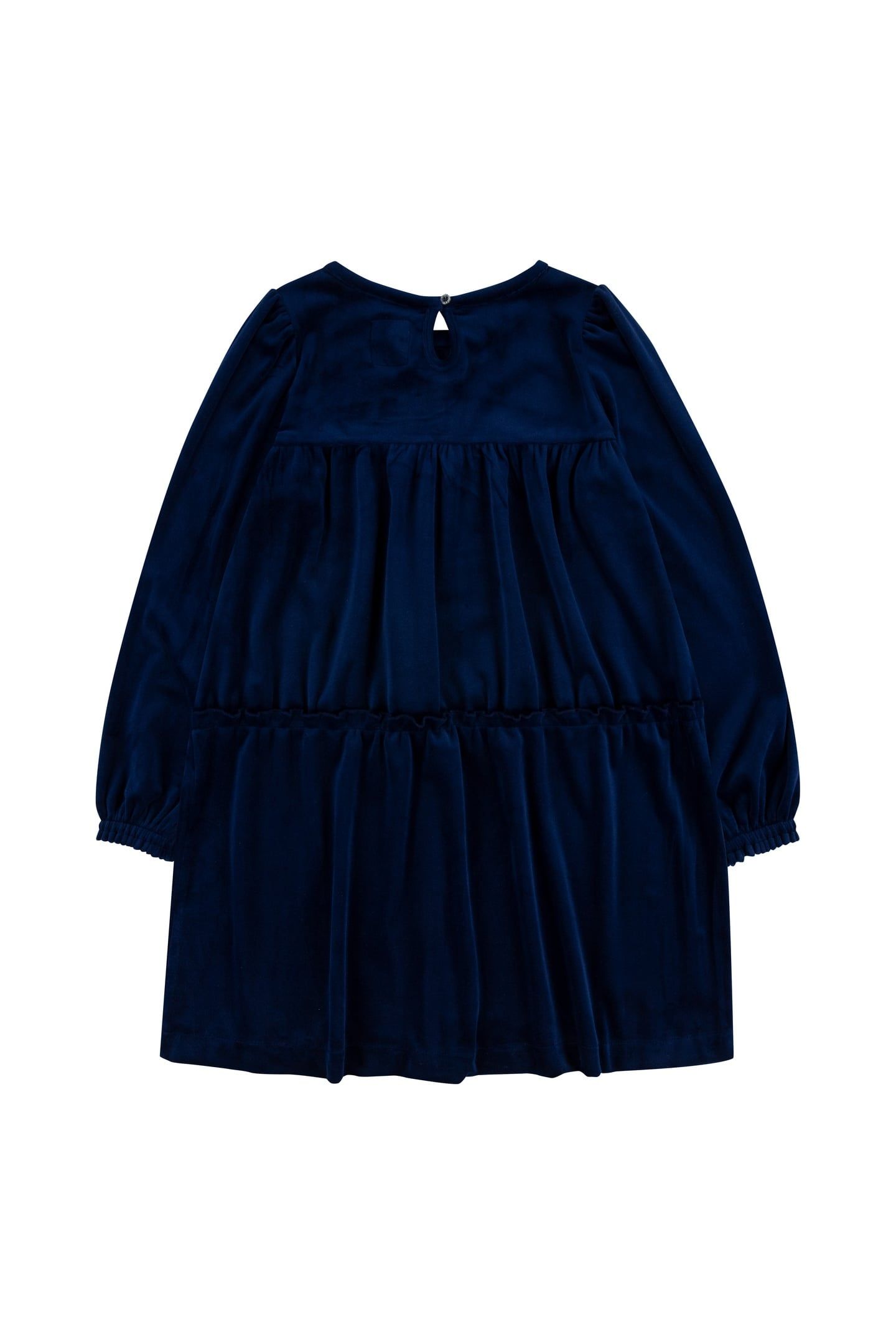 GIRLS VELVET TIERED DRESS MEDIEVAL BLUE 2