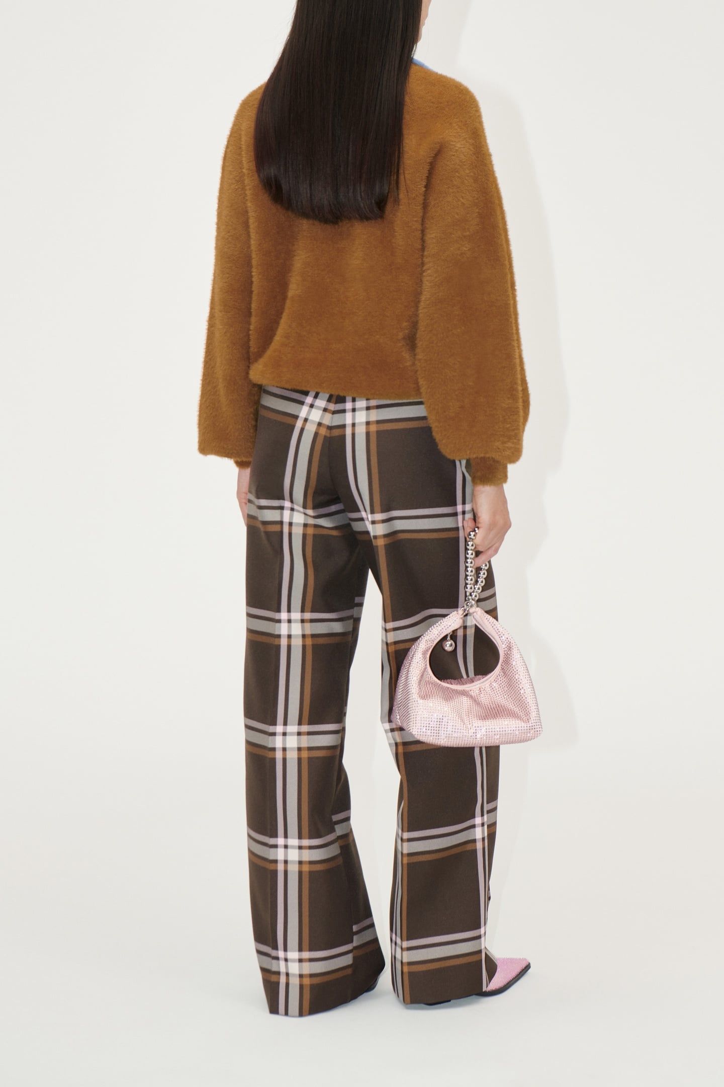 FRONT PLEAT LONG STRAIGHT PANTS WEAVED CHECKS 5