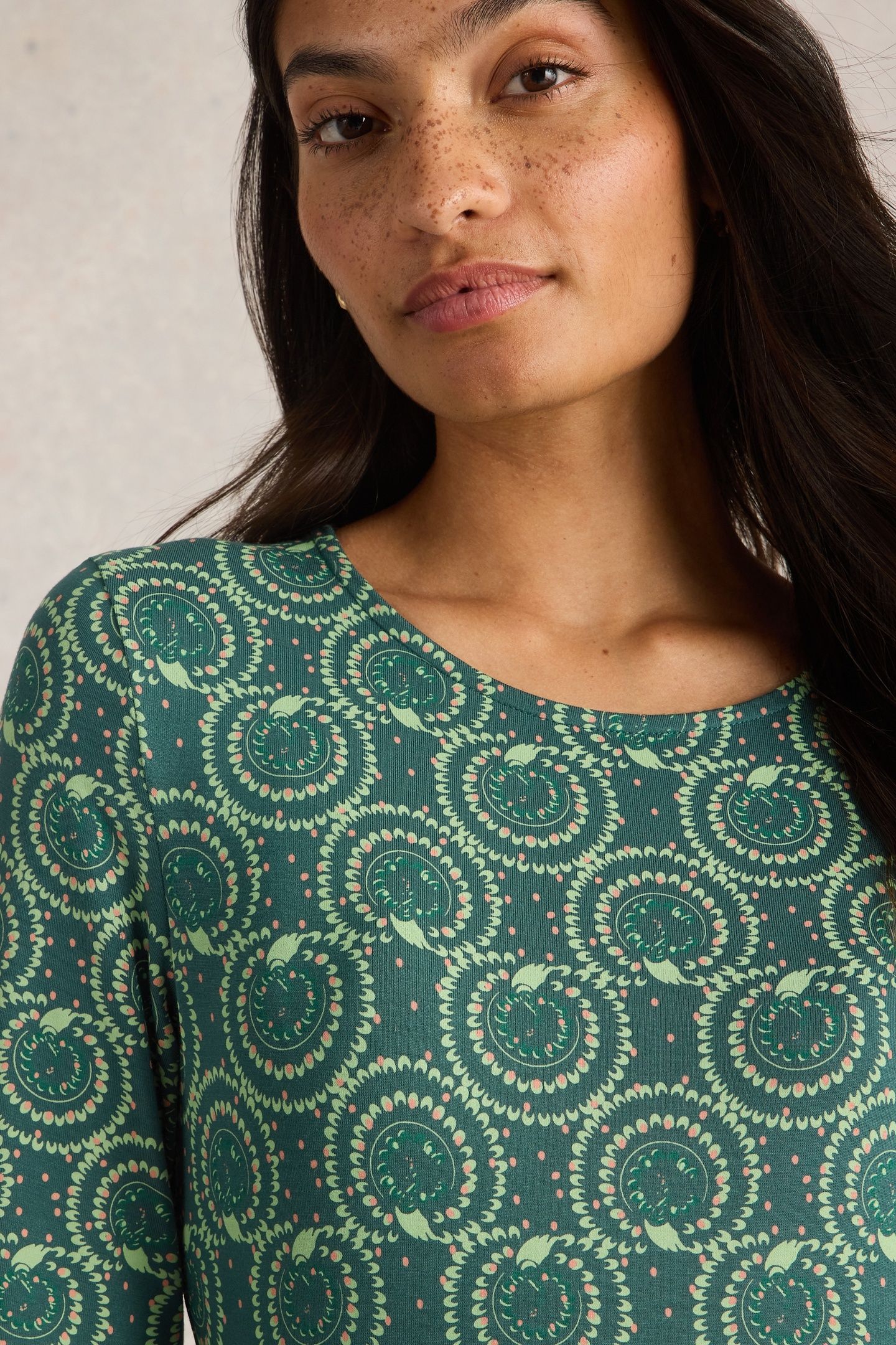MADELINE JERSEY DRESS TEAL PRINT 5