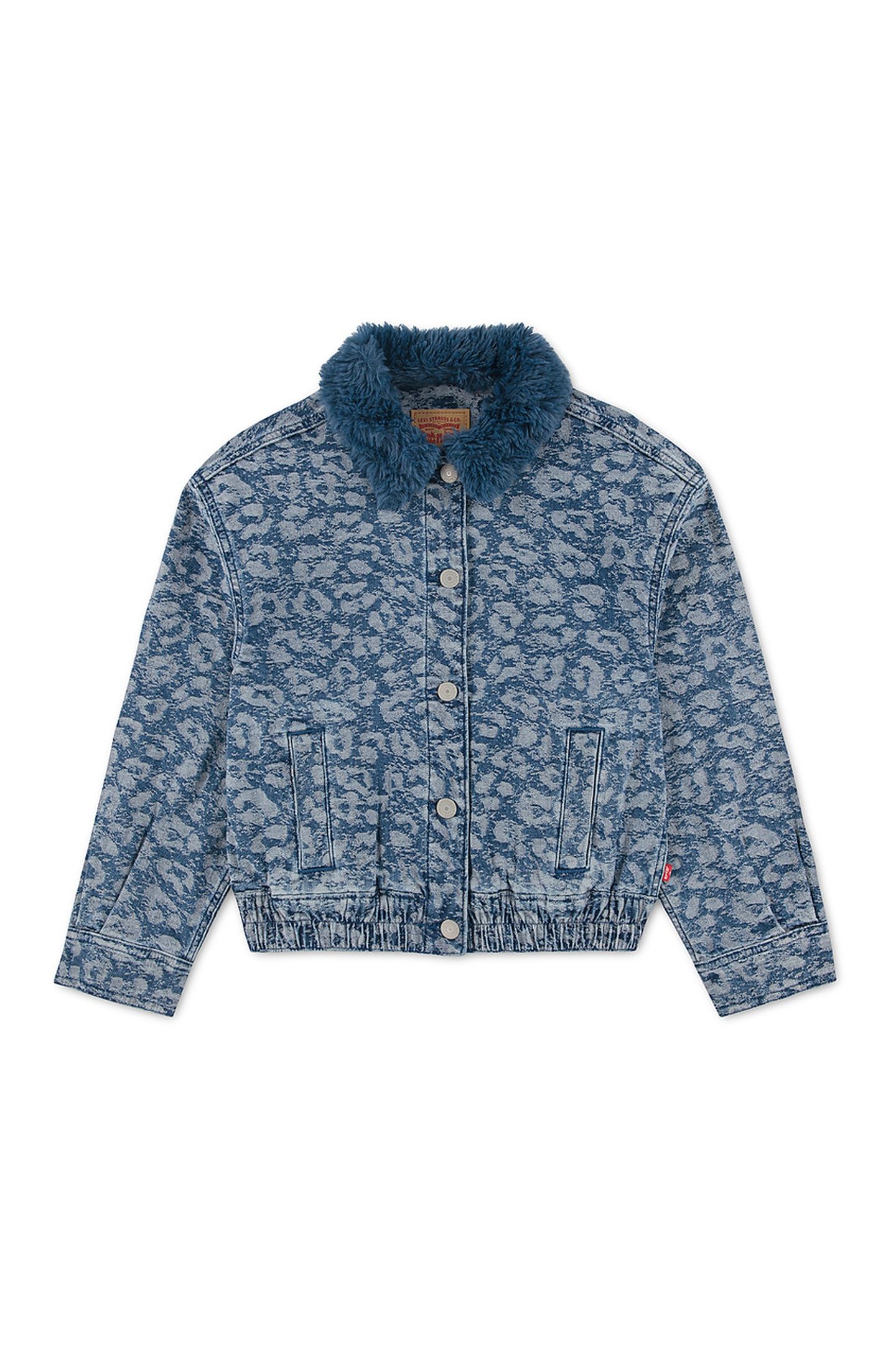 GIRLS OVERSIZED FUR COLLARED JACKET BLAZING BLUE 1