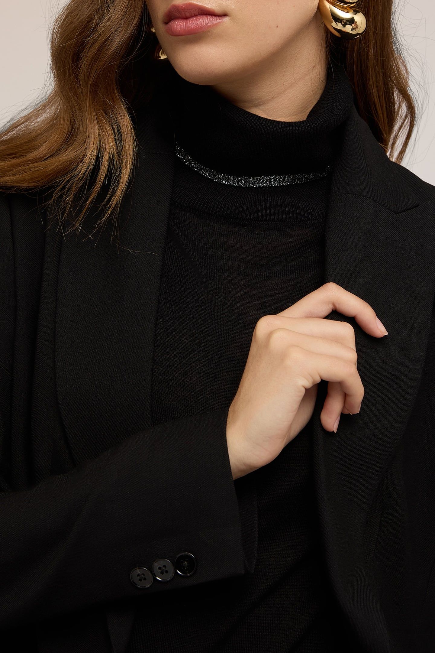 SINGLE-BREASTED VISCOSE BLEND BLAZER BLACK 5