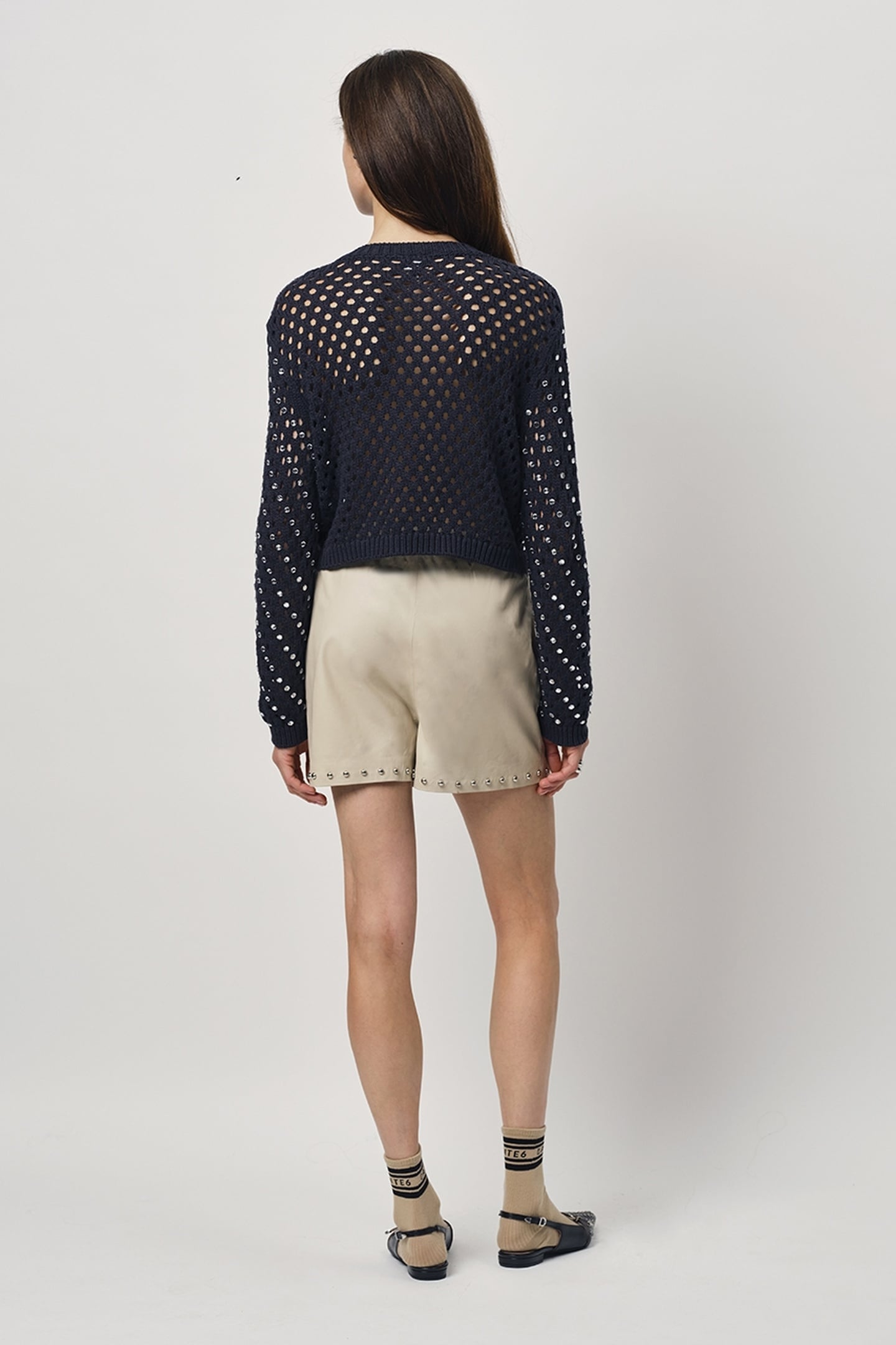 ORPHEE CROPPED RHINESTONE SWEATER NAVY INK 3
