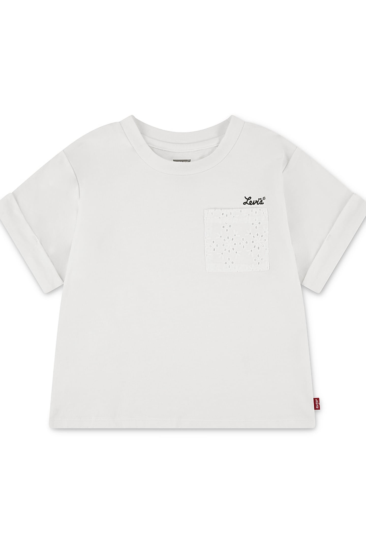 GIRLS ROLL CUFF MEET AND GREET TEE BRIGHT WHITE 1