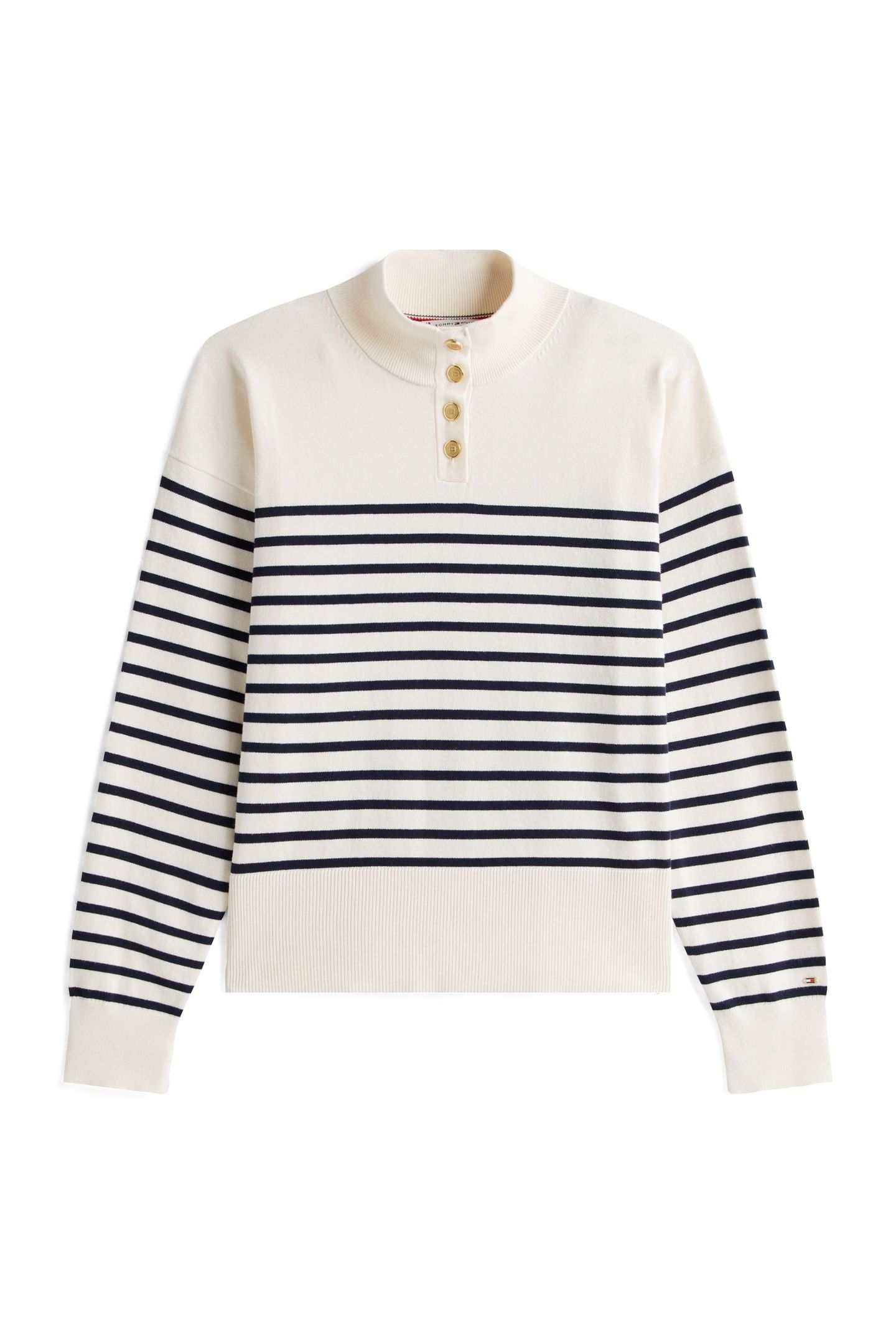 CO JERSEY GOLD BUTTON SWEATER PLACED THIN NAVY 4