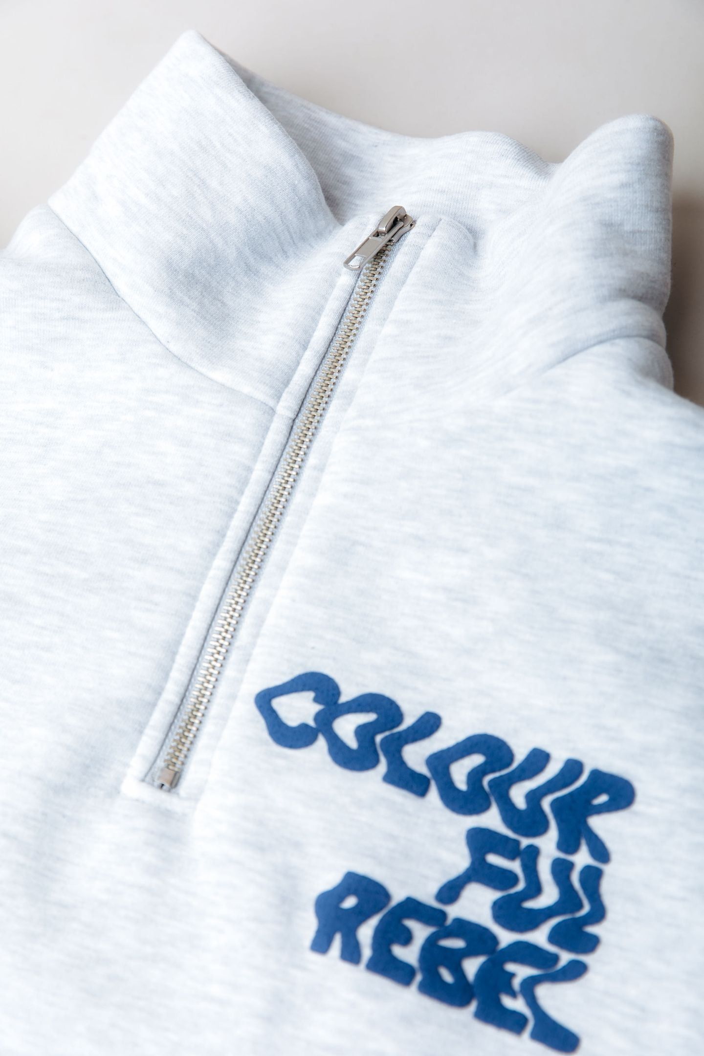 UNI LOGO RELAXED ZIP SWEAT LIGHT GREY MELANGE 3