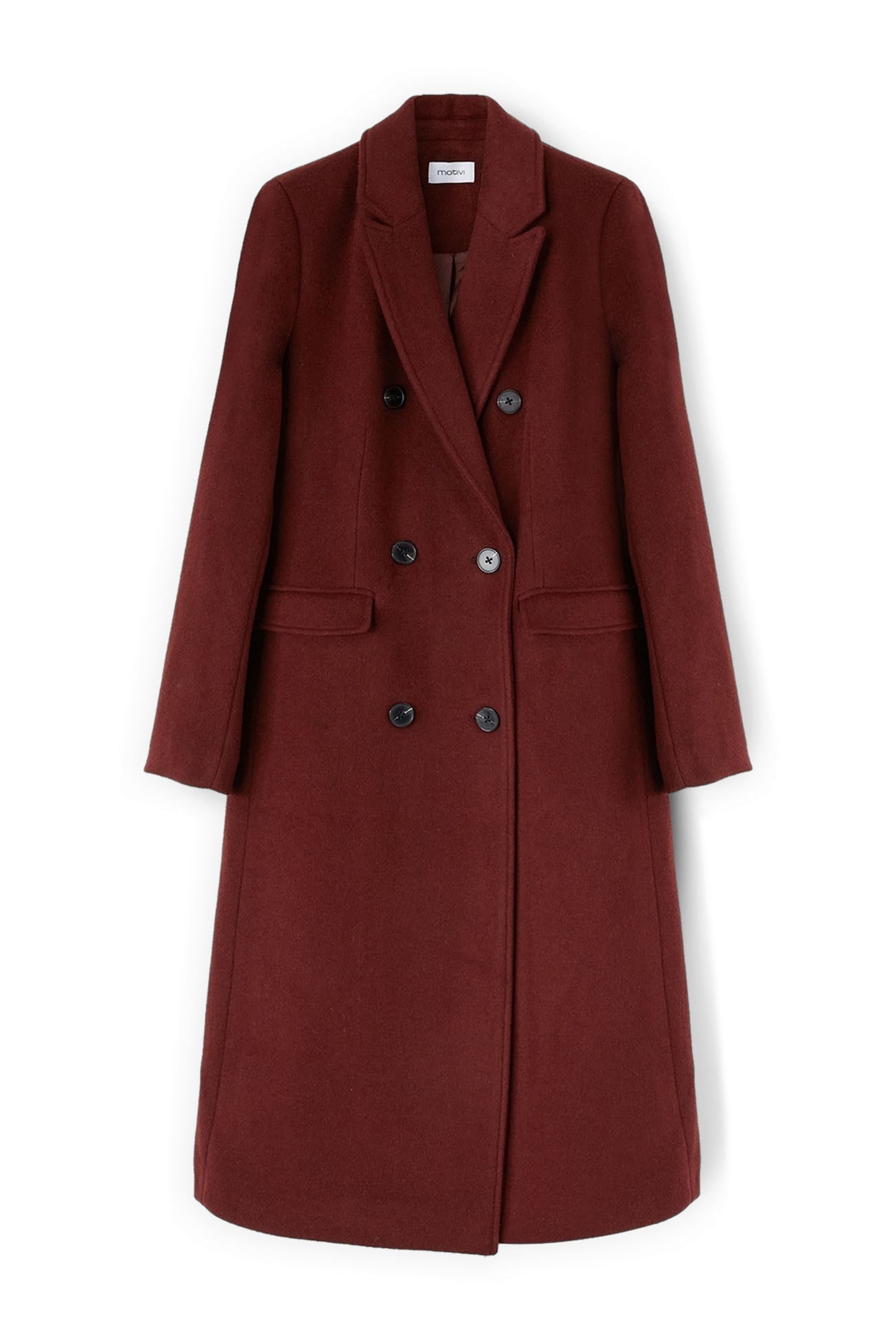 DOUBLE-BREASTED COAT IN WOOL BLEND DRAP BROWN 6