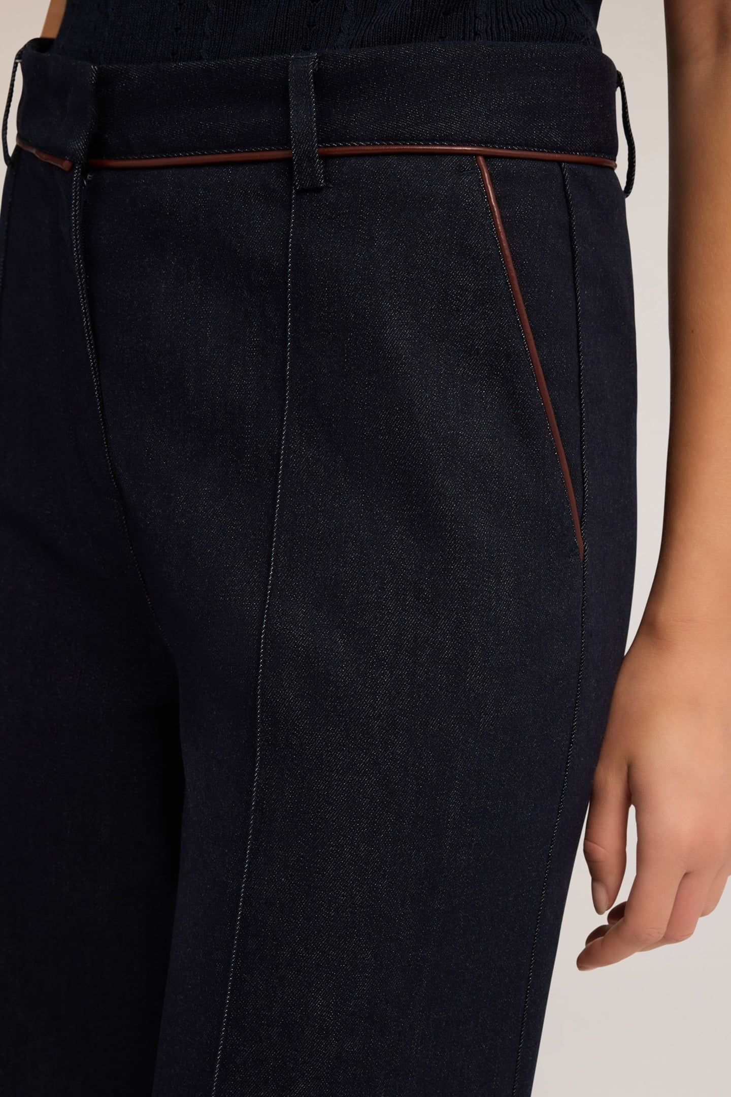 PALAZZO JEANS WITH PIPING BLUE 5