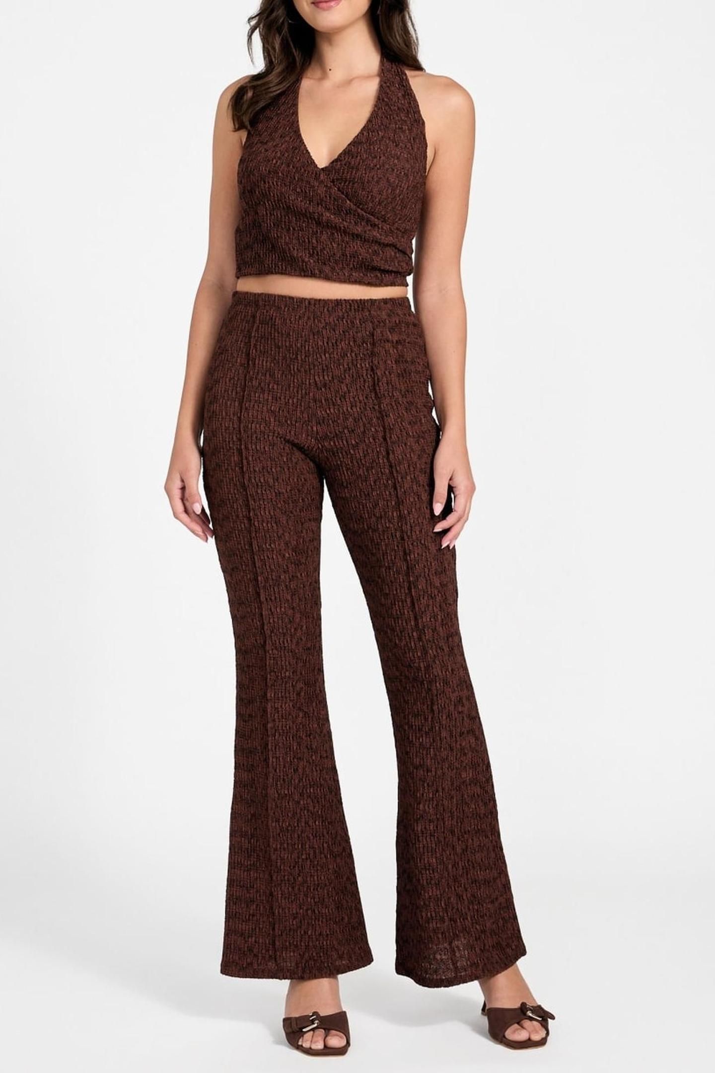 NALENY PLEATED PANT ESPRESSO BROWN MULTI 3